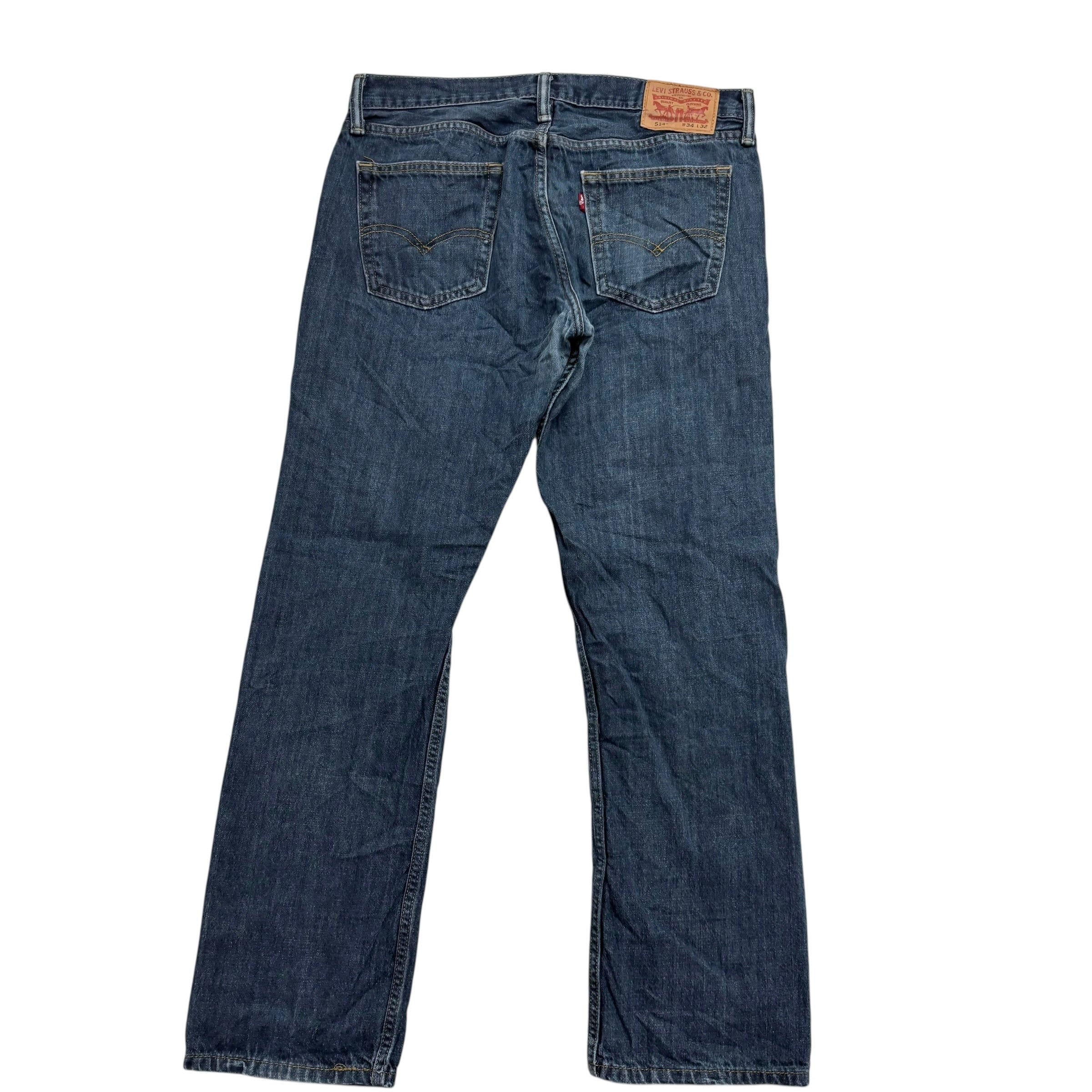 Levis 514 Jeans W34 L32 Mens Dark Blue Regular Straight Fit Denim