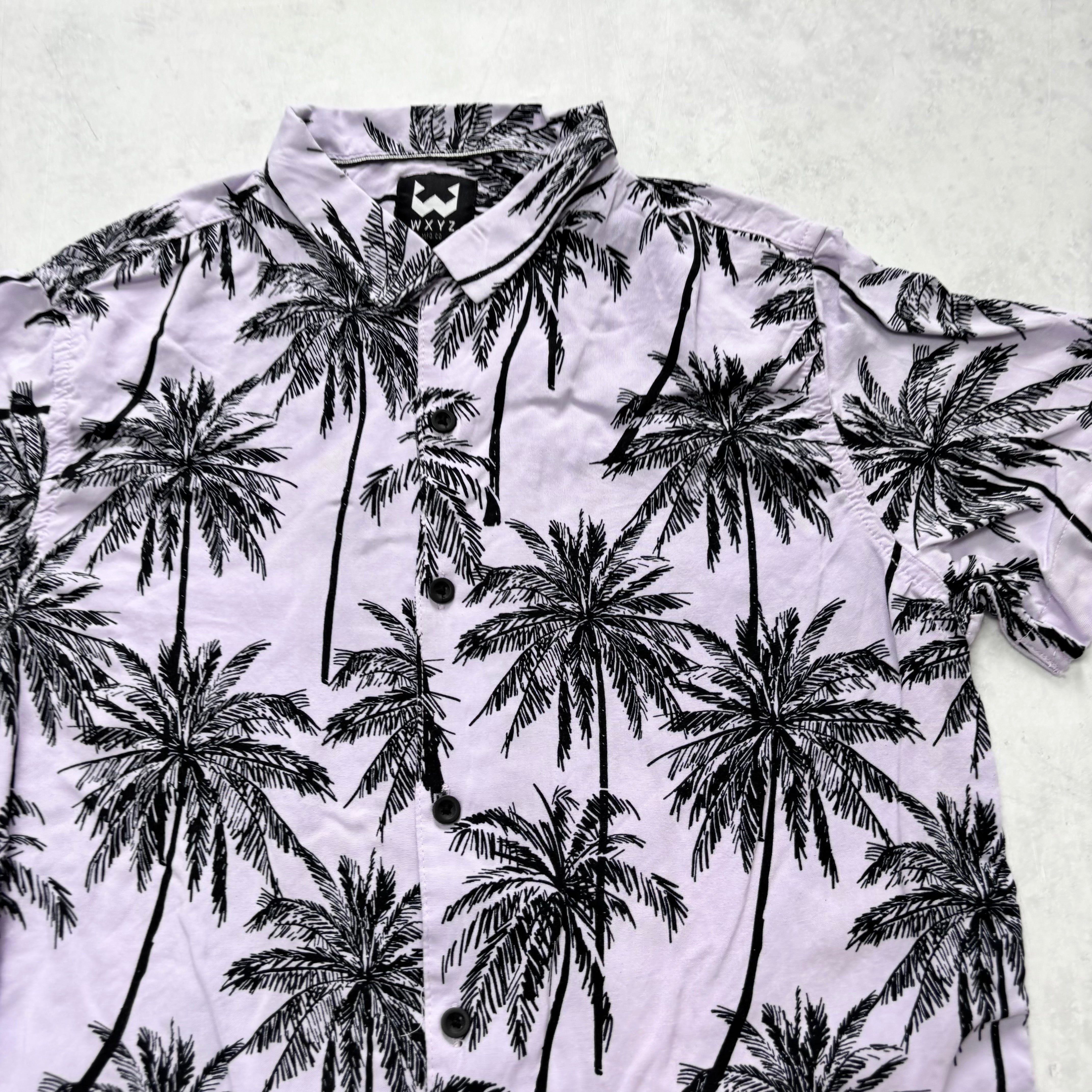 Hawaiian Shirt Mens Small Purple Floral Aloha Short Sleeve Viscose (E)