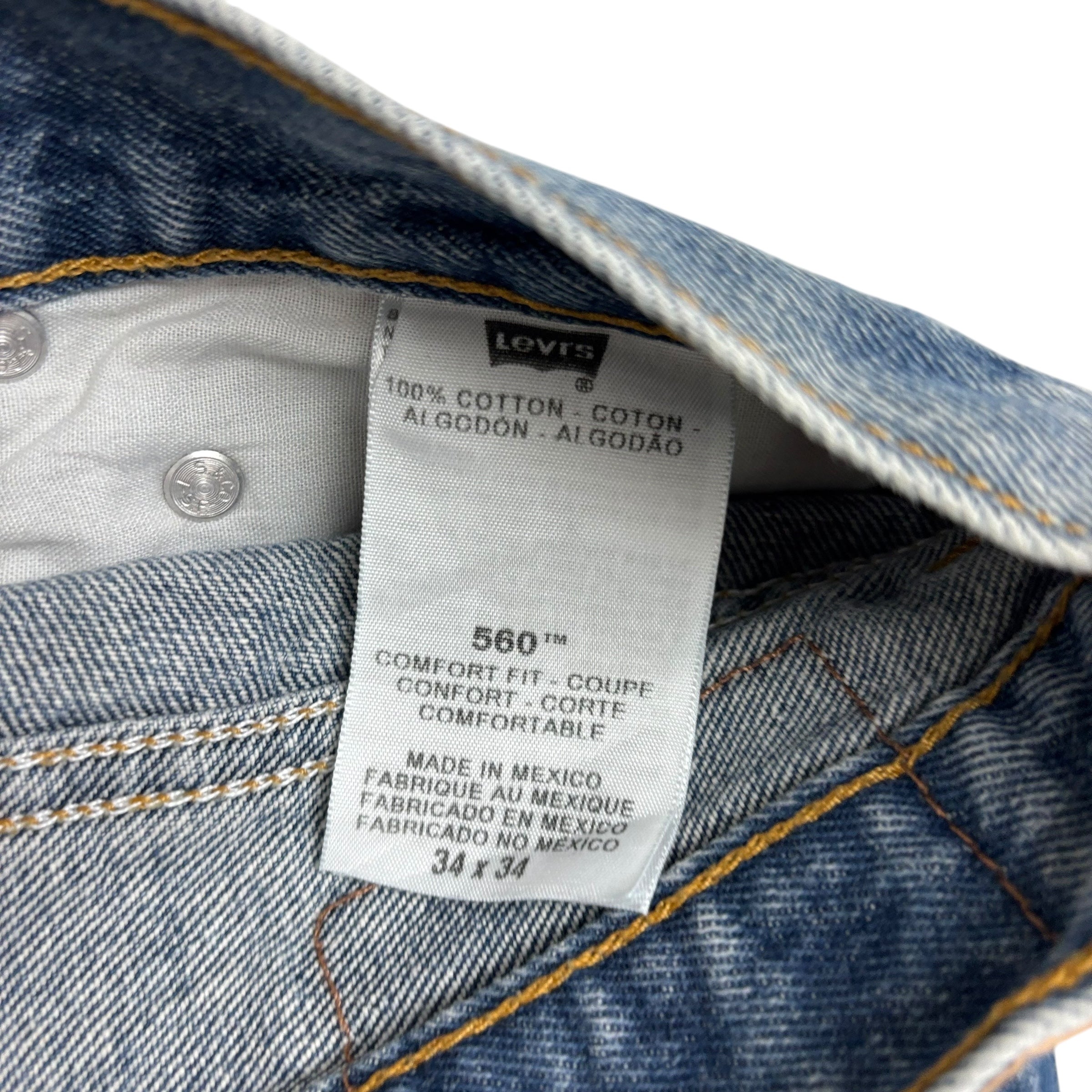 Levis 560 Jeans W34 L34 Mens Mid Blue Baggy Relaxed Comfort Fit Vintage Denim