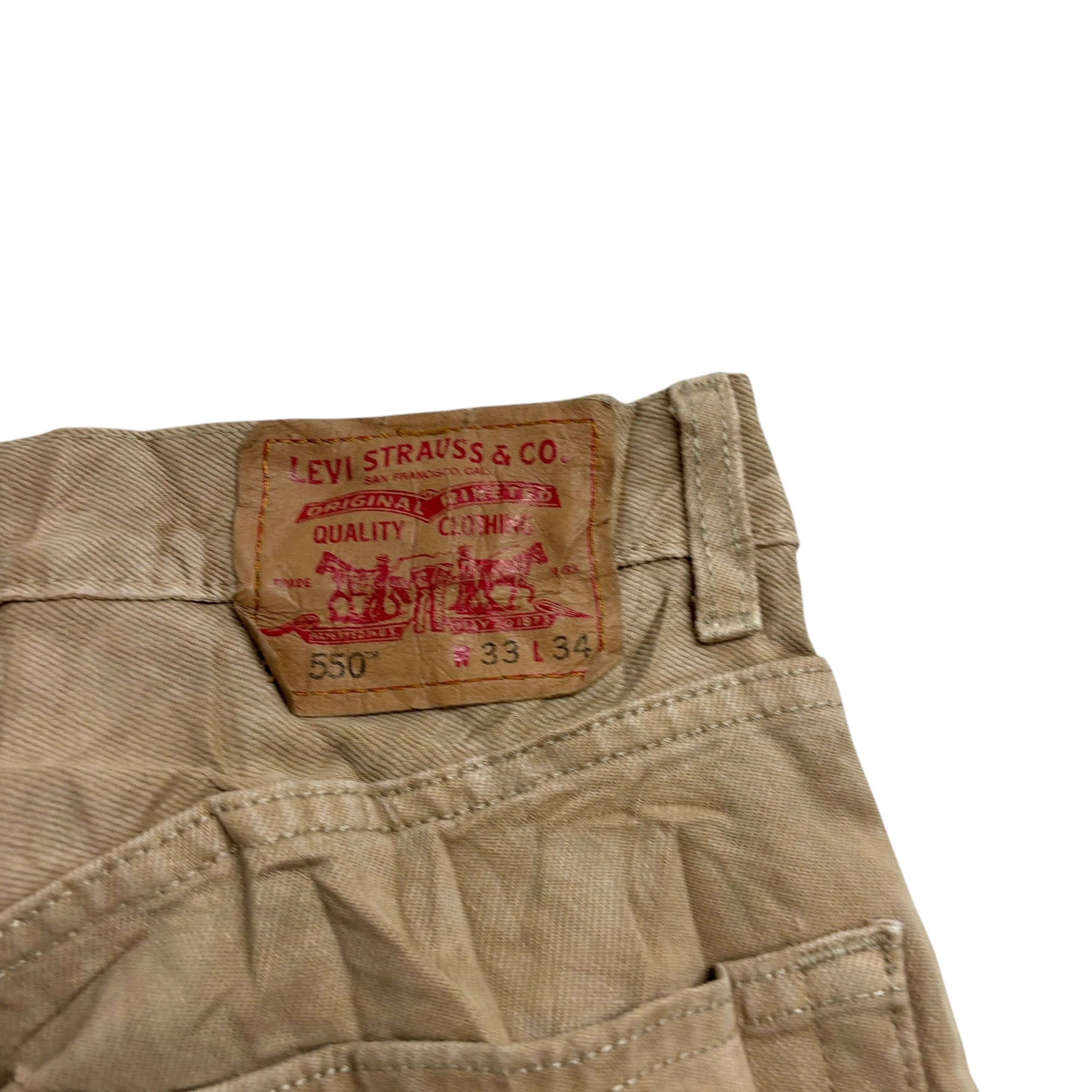 Levis 505 Jeans W33 L33 Mens Gold Tan Regular Straight Fit Vintage Denim