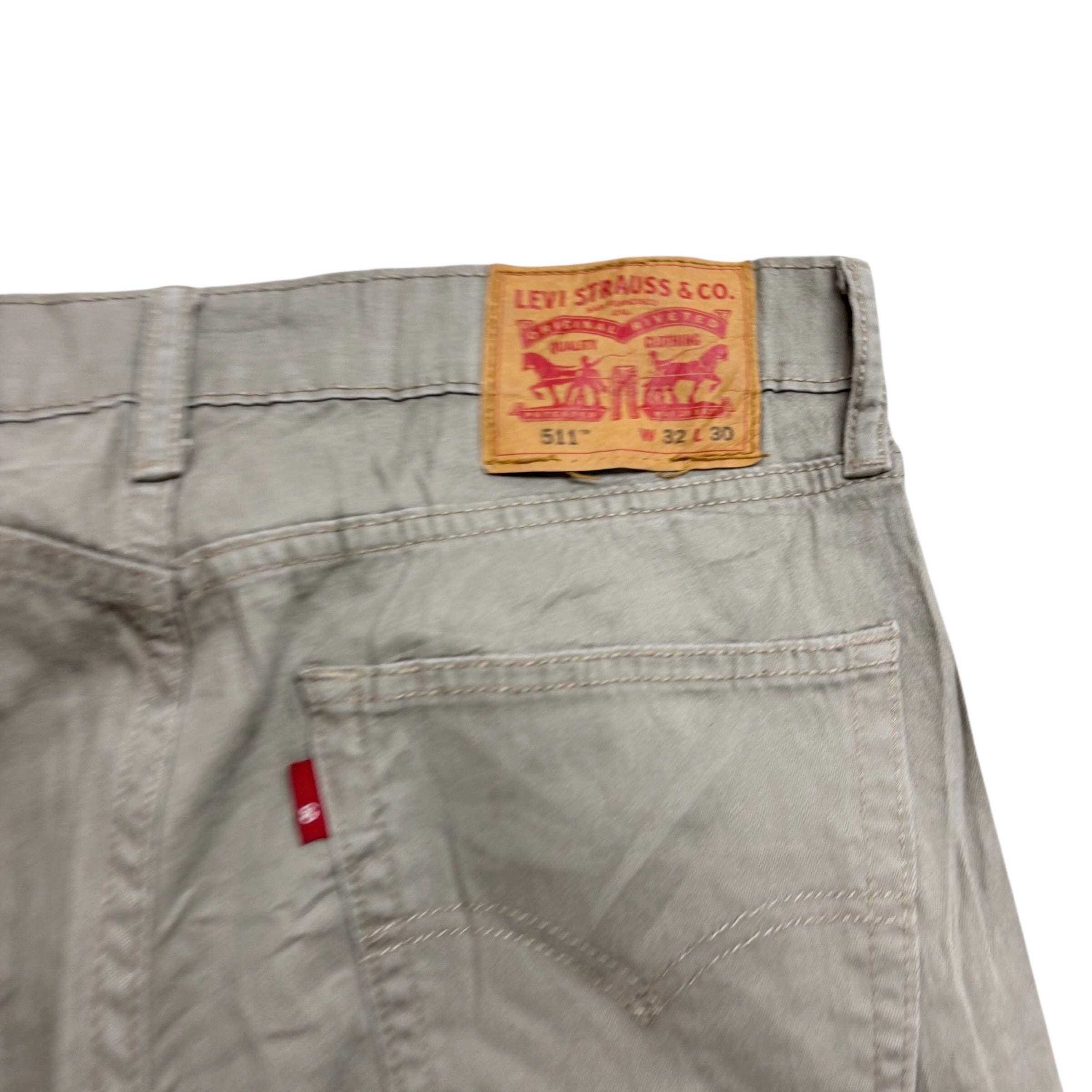Levis 511 Trousers W32 L30 Mens Beige Slim Fit Stretch Pants (E)