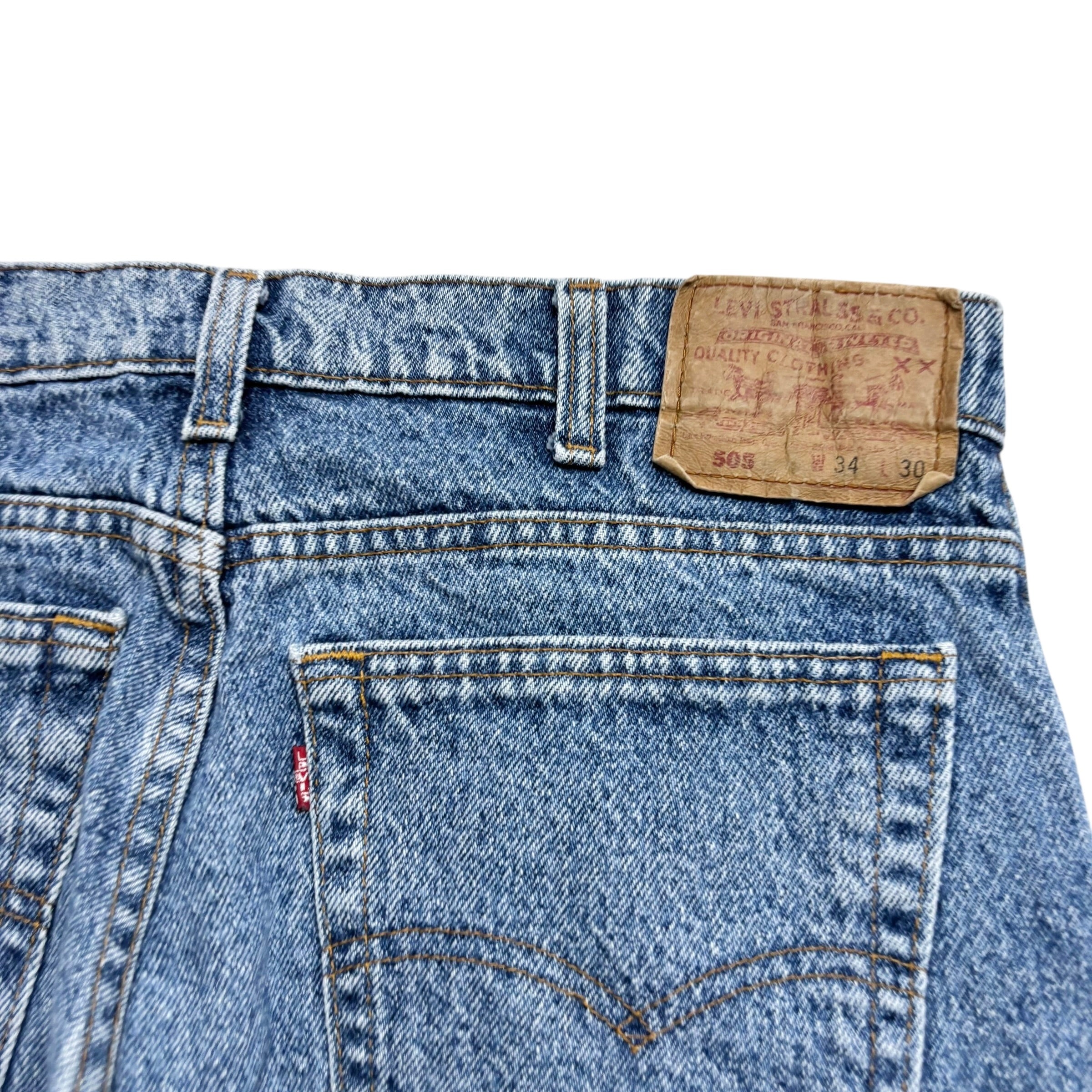 Levis 505 Jeans W32 L30 Mens Mid Blue Regular Straight Fit Vintage Made In USA