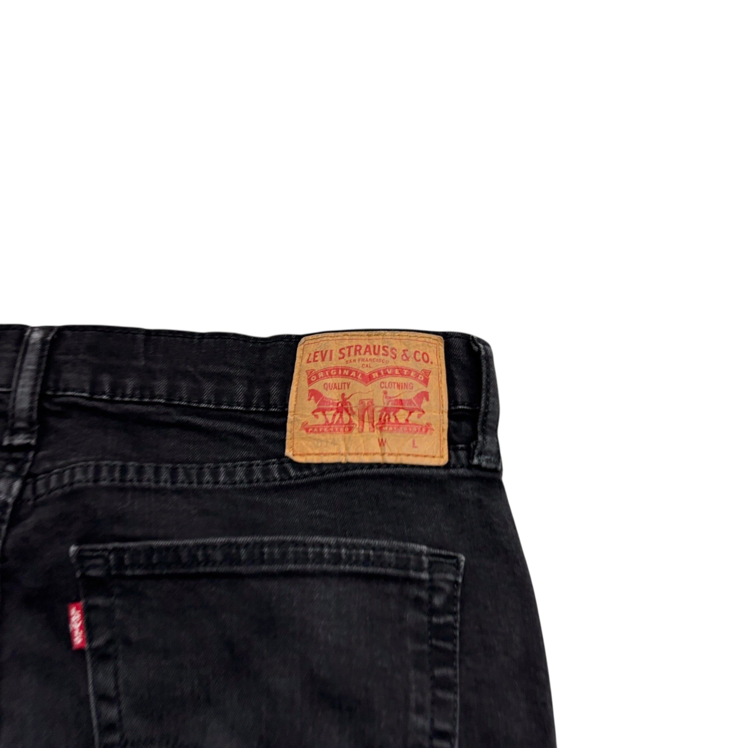 Levis 514 Jeans W34 L38 Mens Black Regular Straight Fit Stretch Denim