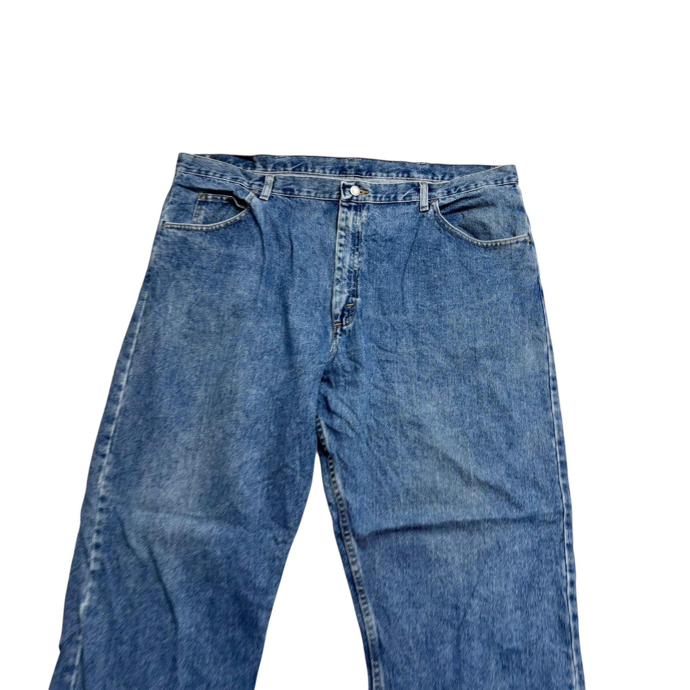 Wrangler Jeans W42 L32 Mens Mid Blue Relaxed Straight Fit Vintage Denim (E)