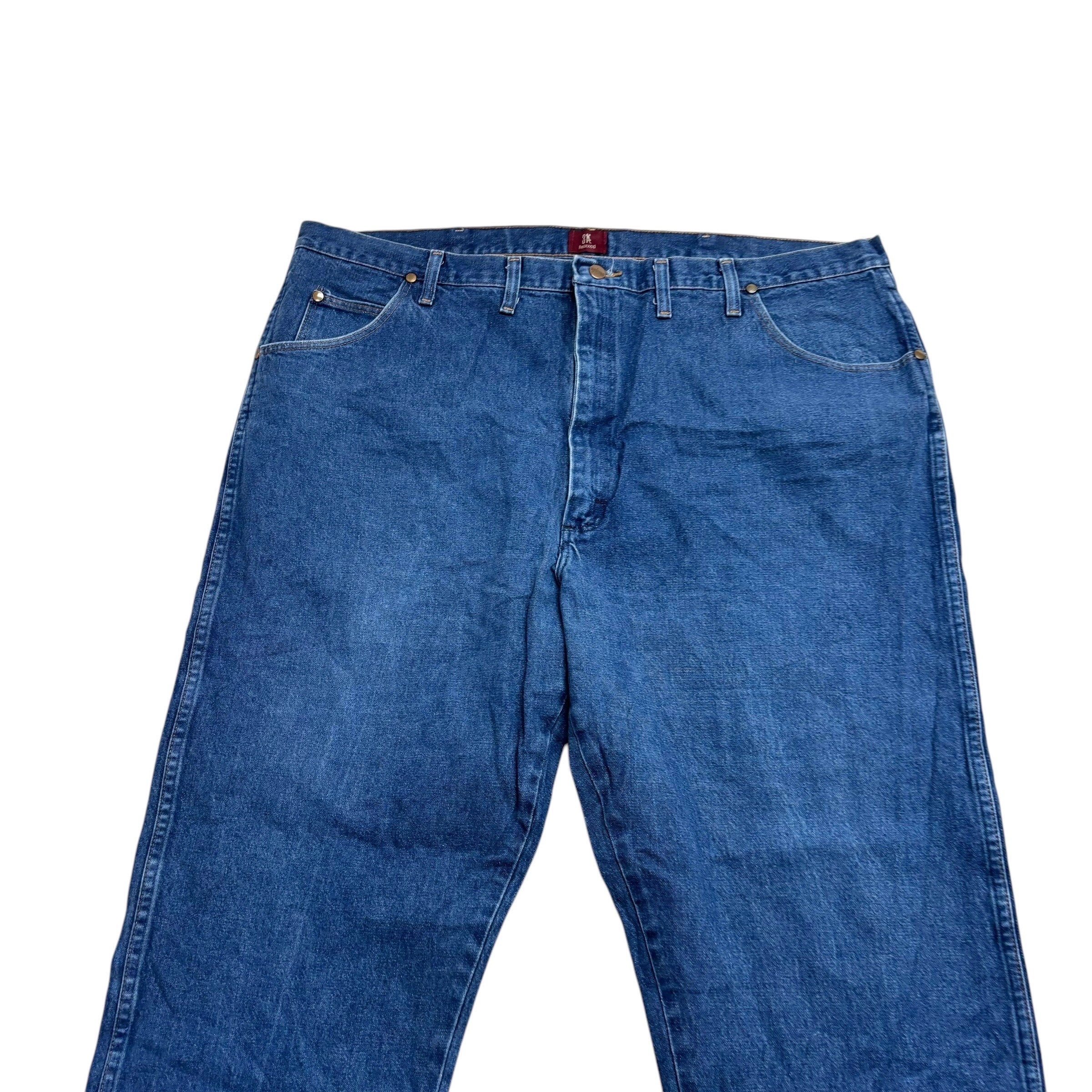 Wrangler Jeans Cowboy Cut W44 L32 Mens Mid Blue 31MWZ Relaxed Fit Denim (E)