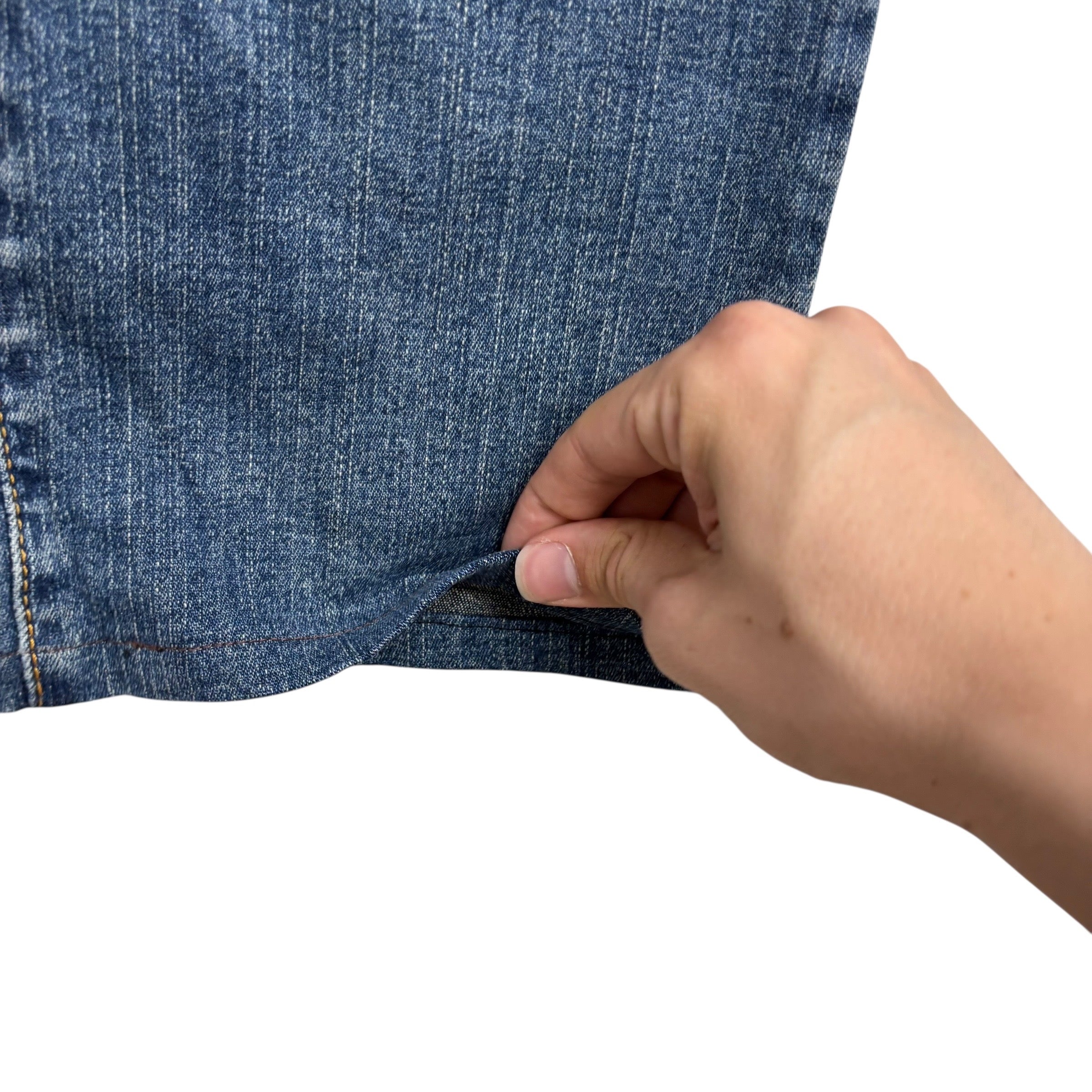 Levis 505 Jeans W33 L32 Womens Regular Straight Fit Mid Blue Stretch Denim (E)