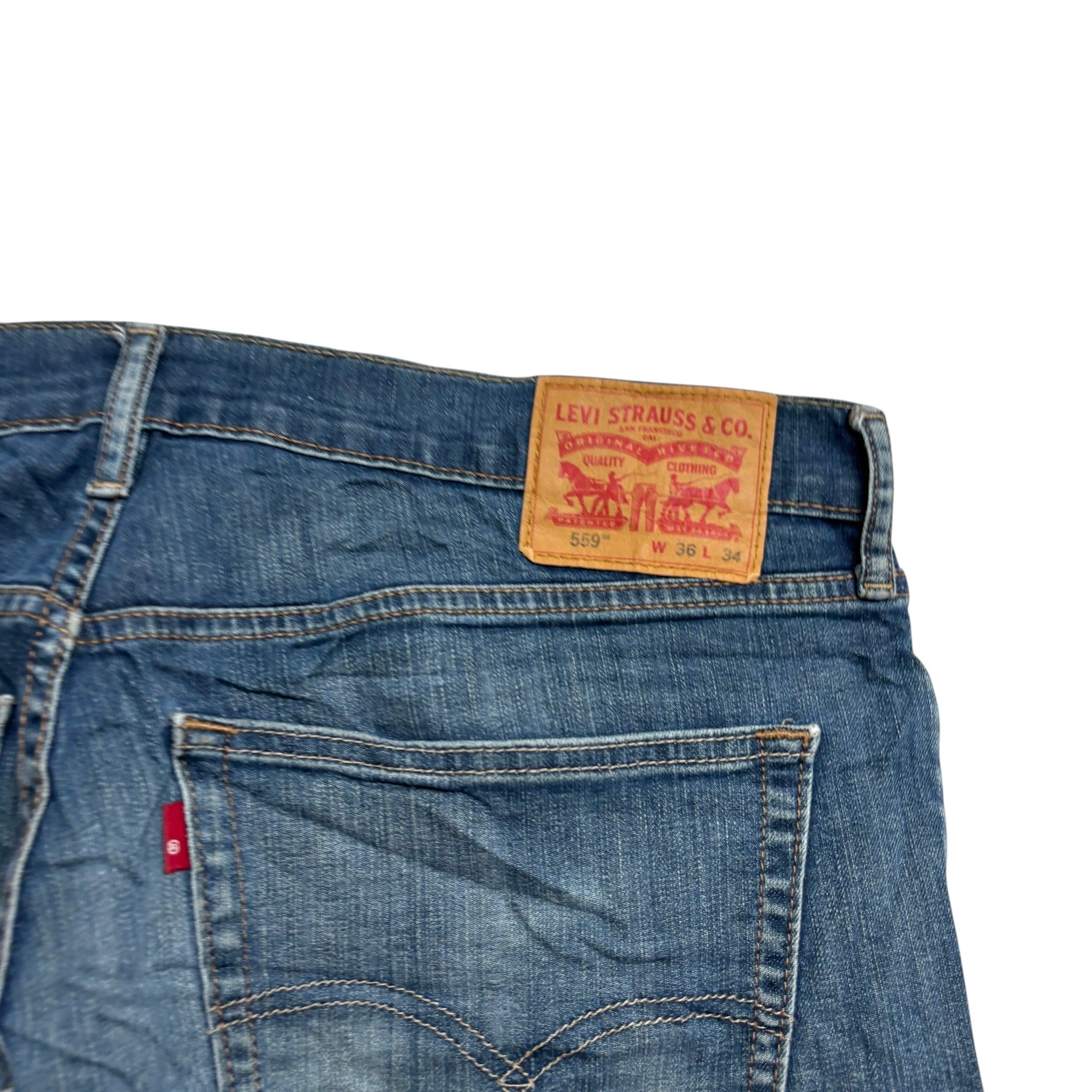 Levis 559 Jeans W36 L34 Mens Dark Blue Baggy Relaxed Straight Fit Stretch Denim