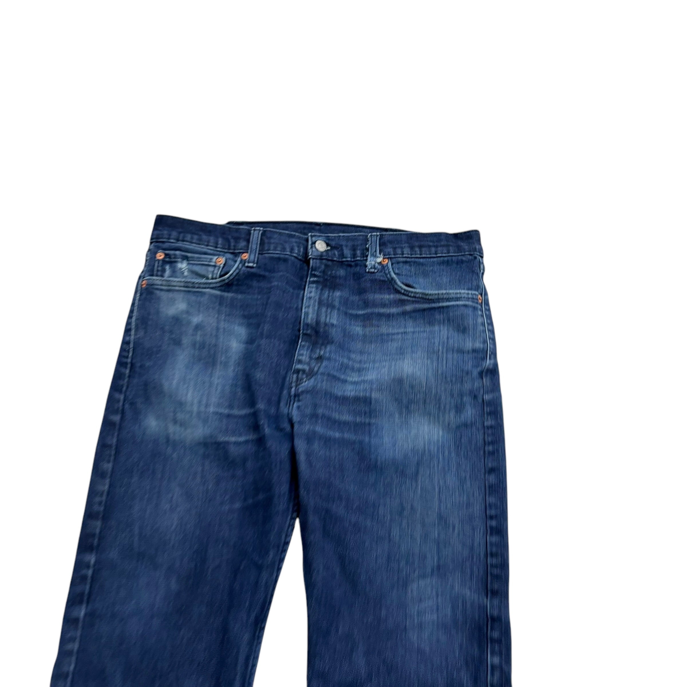 Levis 505 Jeans W38 L30 Mens Navy Blue Regular Straight Fit Stretch Denim (F)