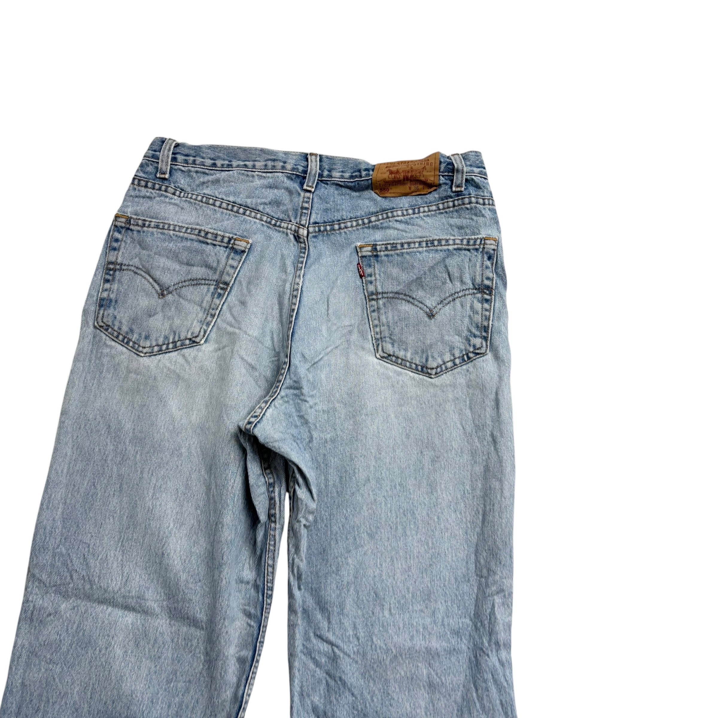 Levis 550 Jeans W36 L32 Mens Light Blue Baggy Relaxed Straight Fit Vintage Denim