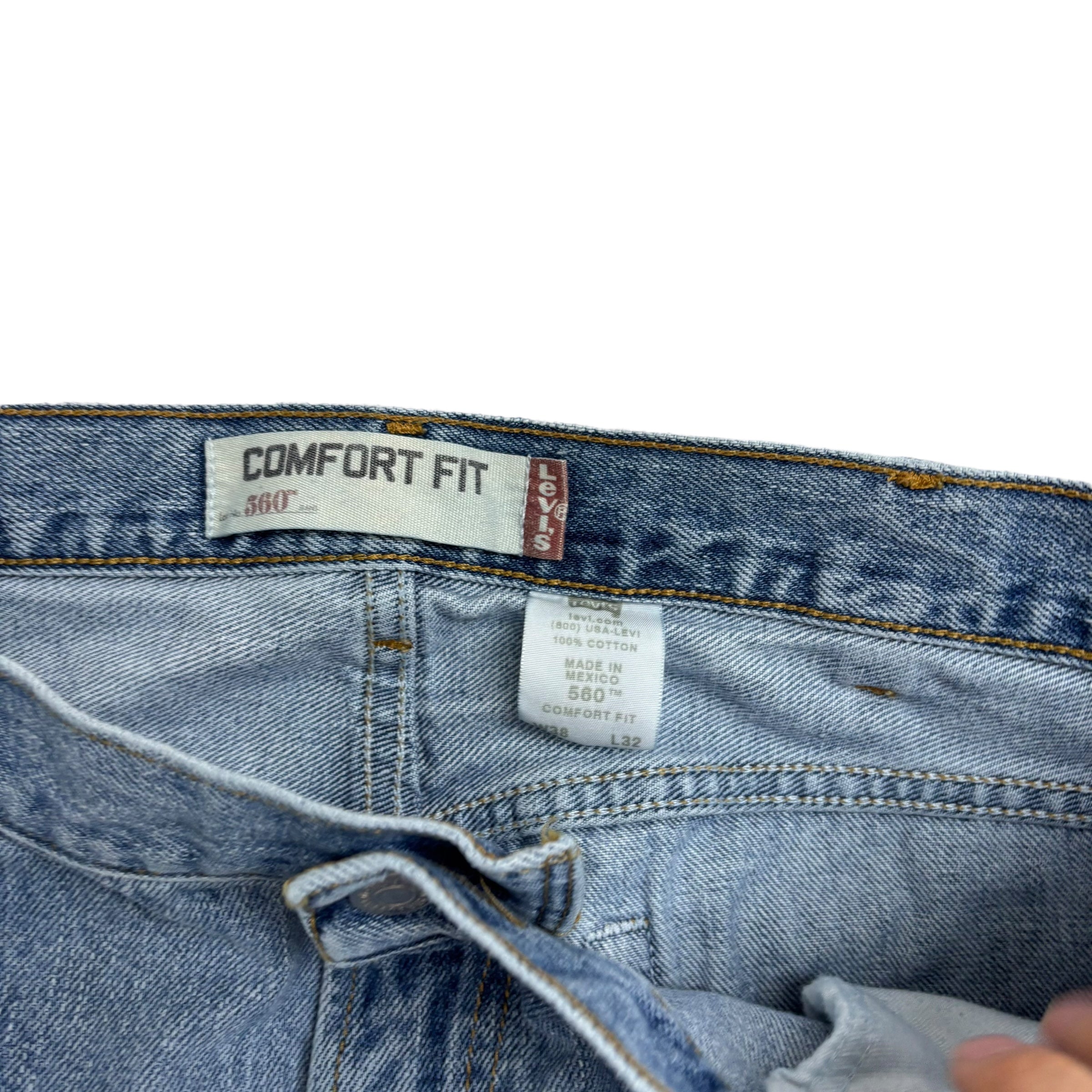 Levis 560 Jeans W38 L32 Mens Light Blue Baggy Relaxed Comfort Fit Vintage Denim