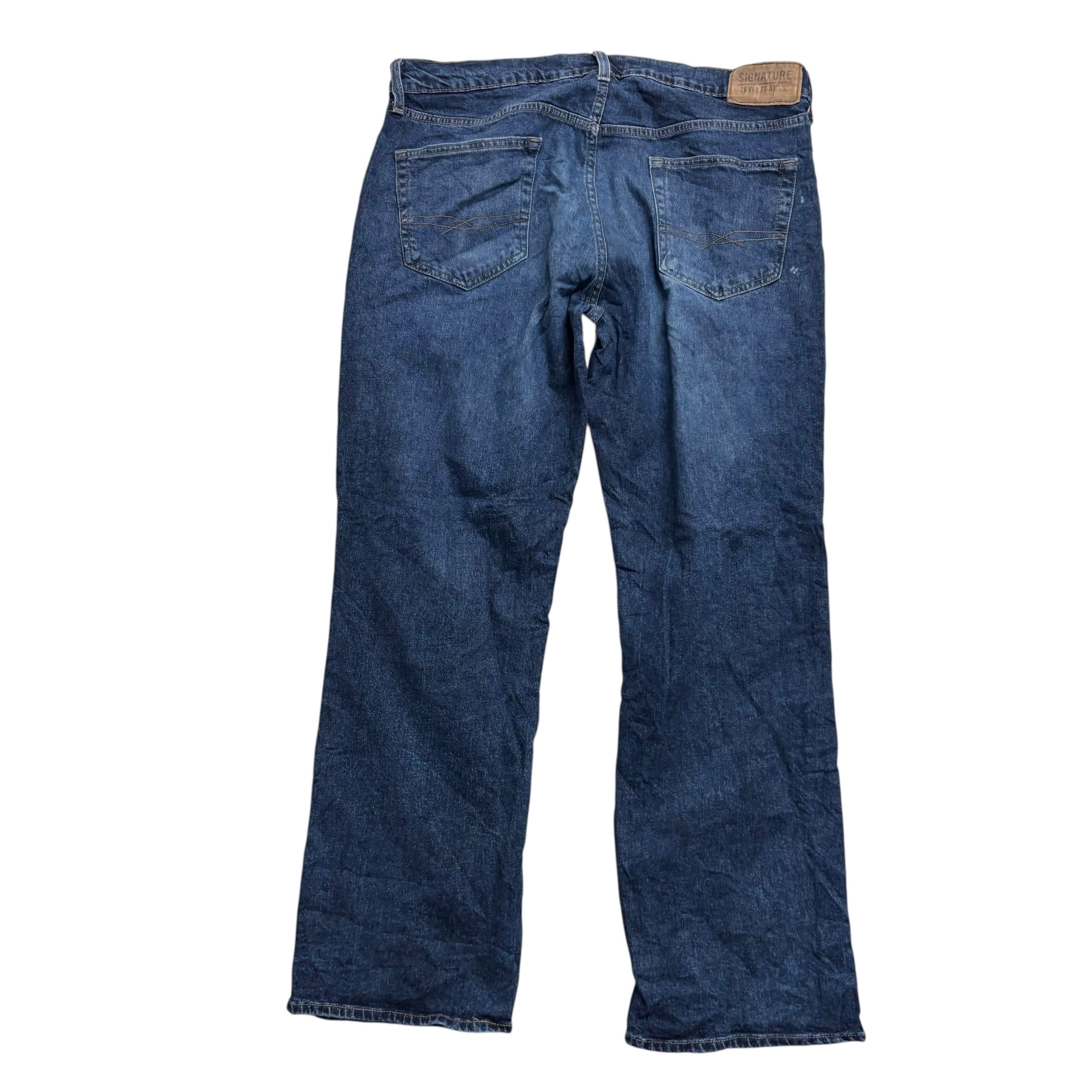 Levis Signature Jeans W36 L30 Mens Dark Blue Relaxed Baggy Stretch Denim