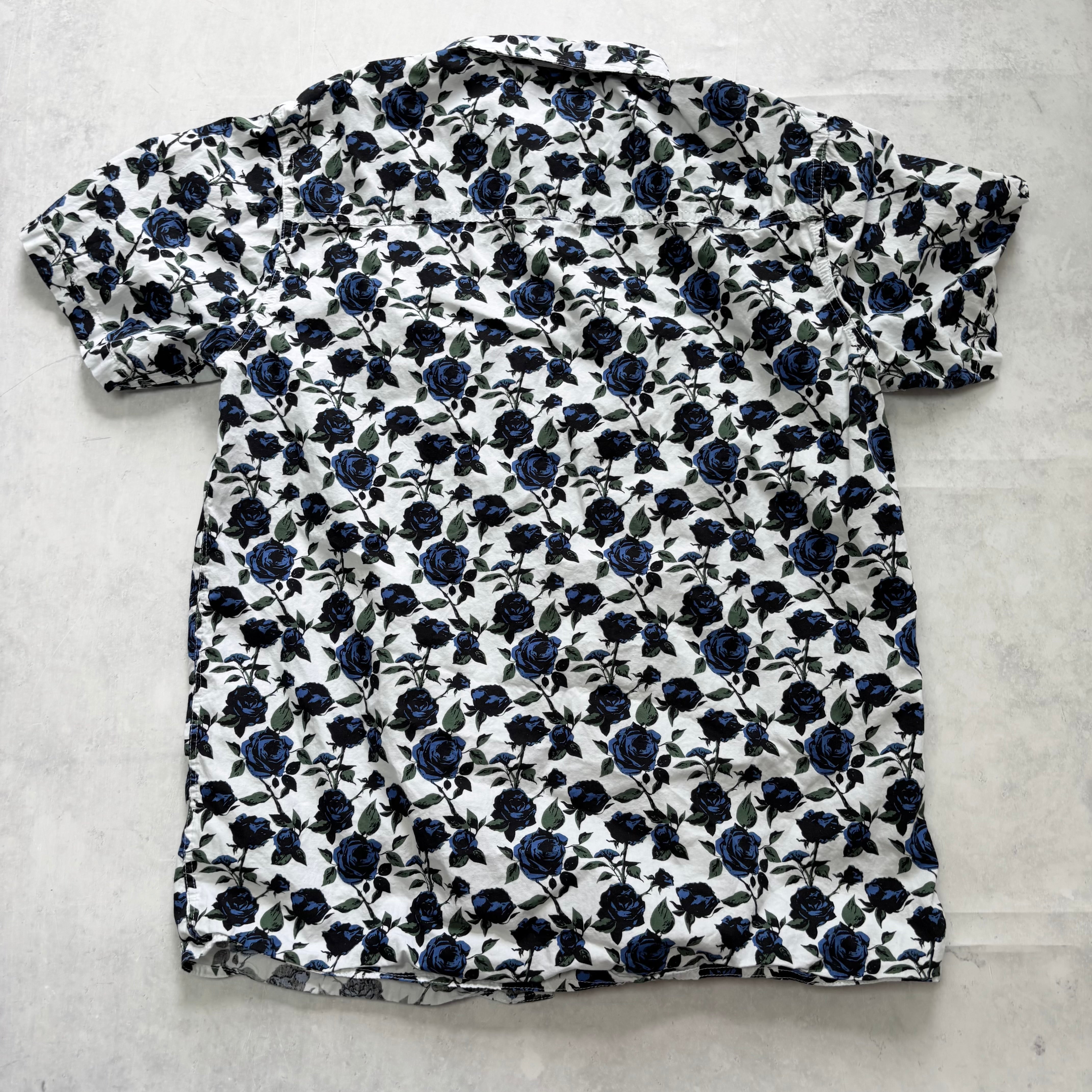 Hawaiian Shirt Mens Large White Short Sleeve Cotton Slim Fit (E)