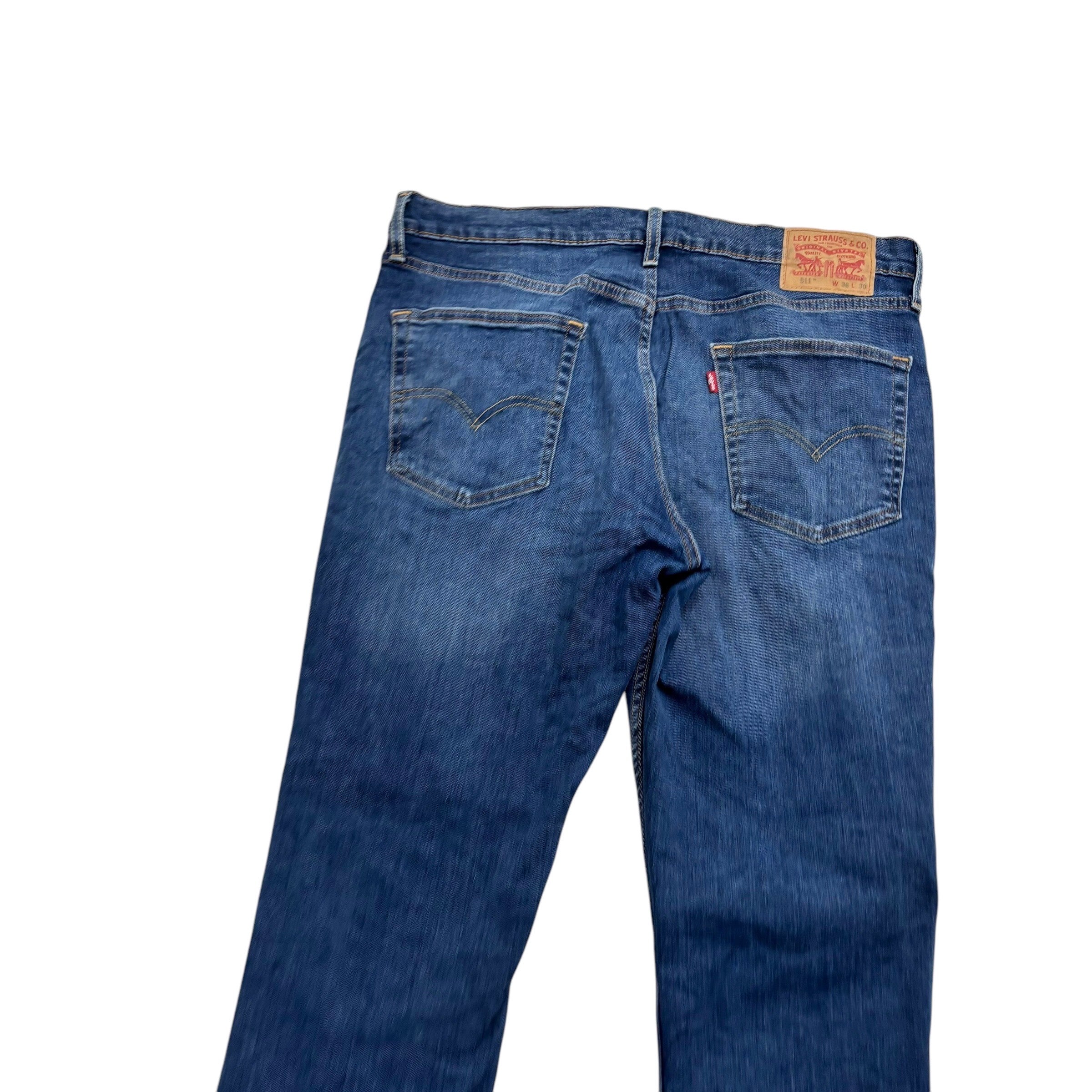 Levis 511 Jeans W36 L30 Mens Mid Blue Slim Fit Stretch Denim (E)