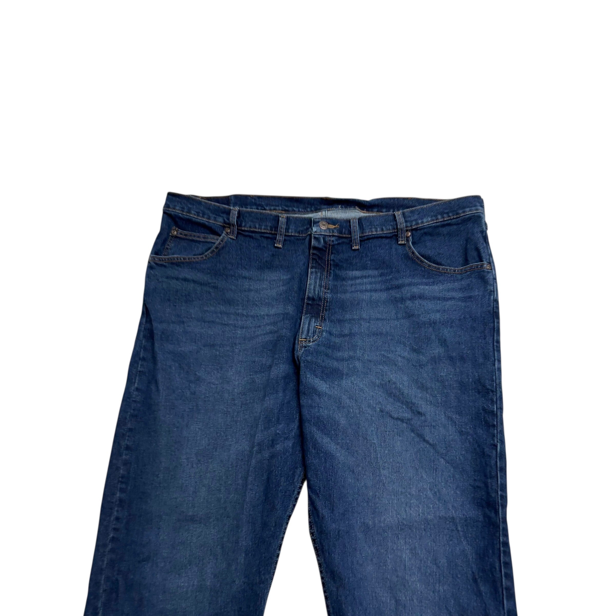 Wrangler Jeans W46 L30 Mens Dark Blue Relaxed Straight Fit Stretch Denim (E)
