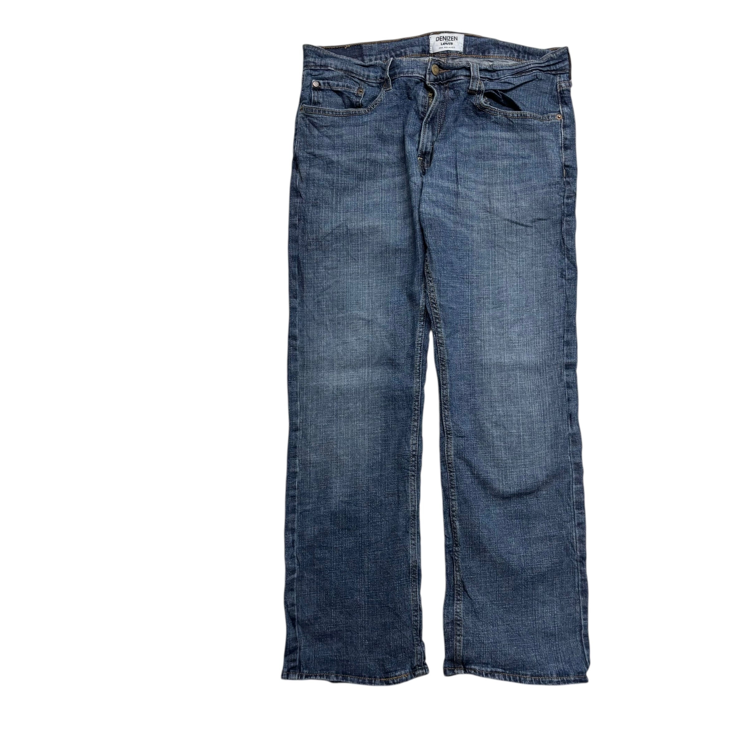 Levis Denizen Jeans W32 L29 Mens Mid Blue Relaxed Straight Fit Stretch Denim