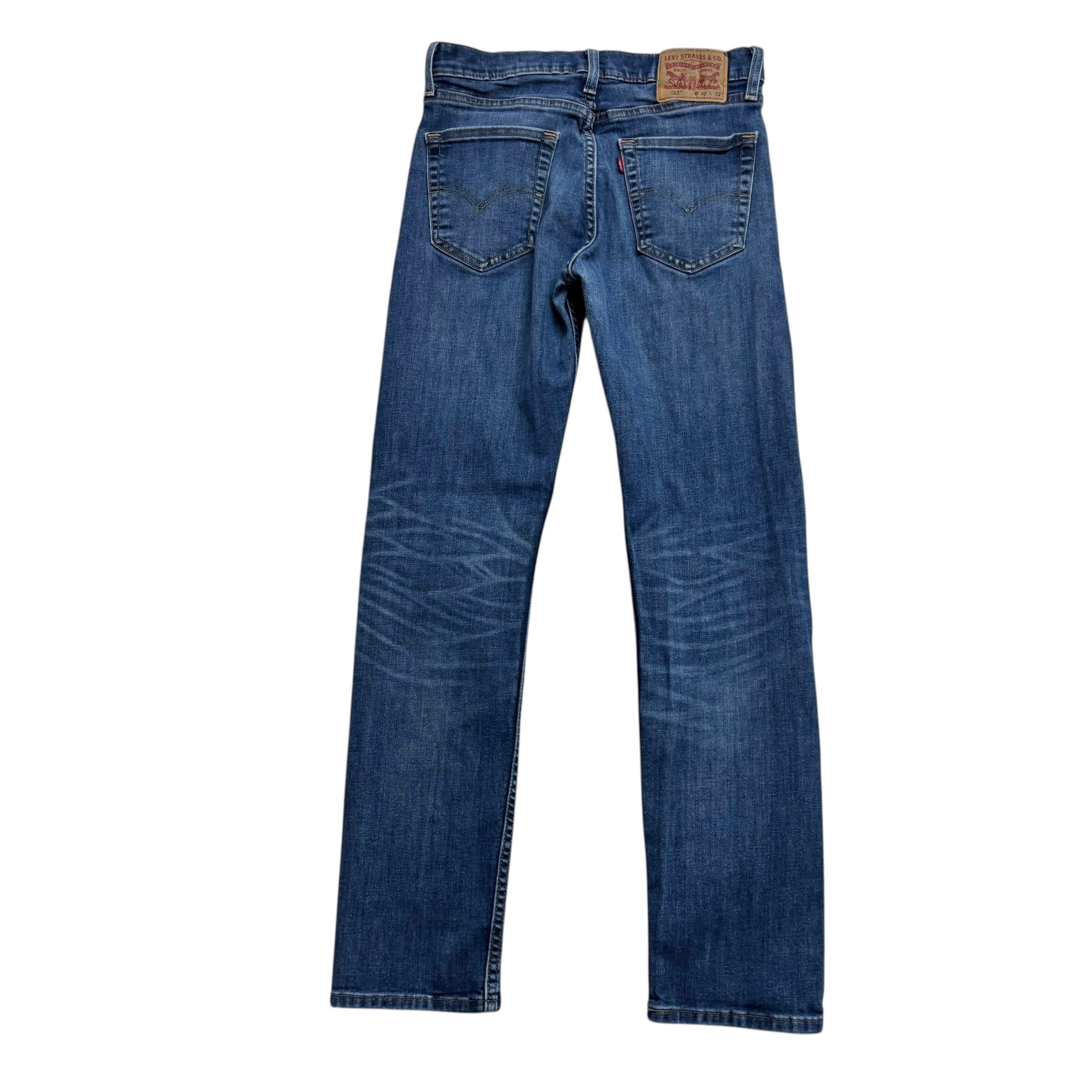 Levis 513 Jeans W30 L31 Mens Mid Blue Slim Straight Fit Stretch Denim (E)