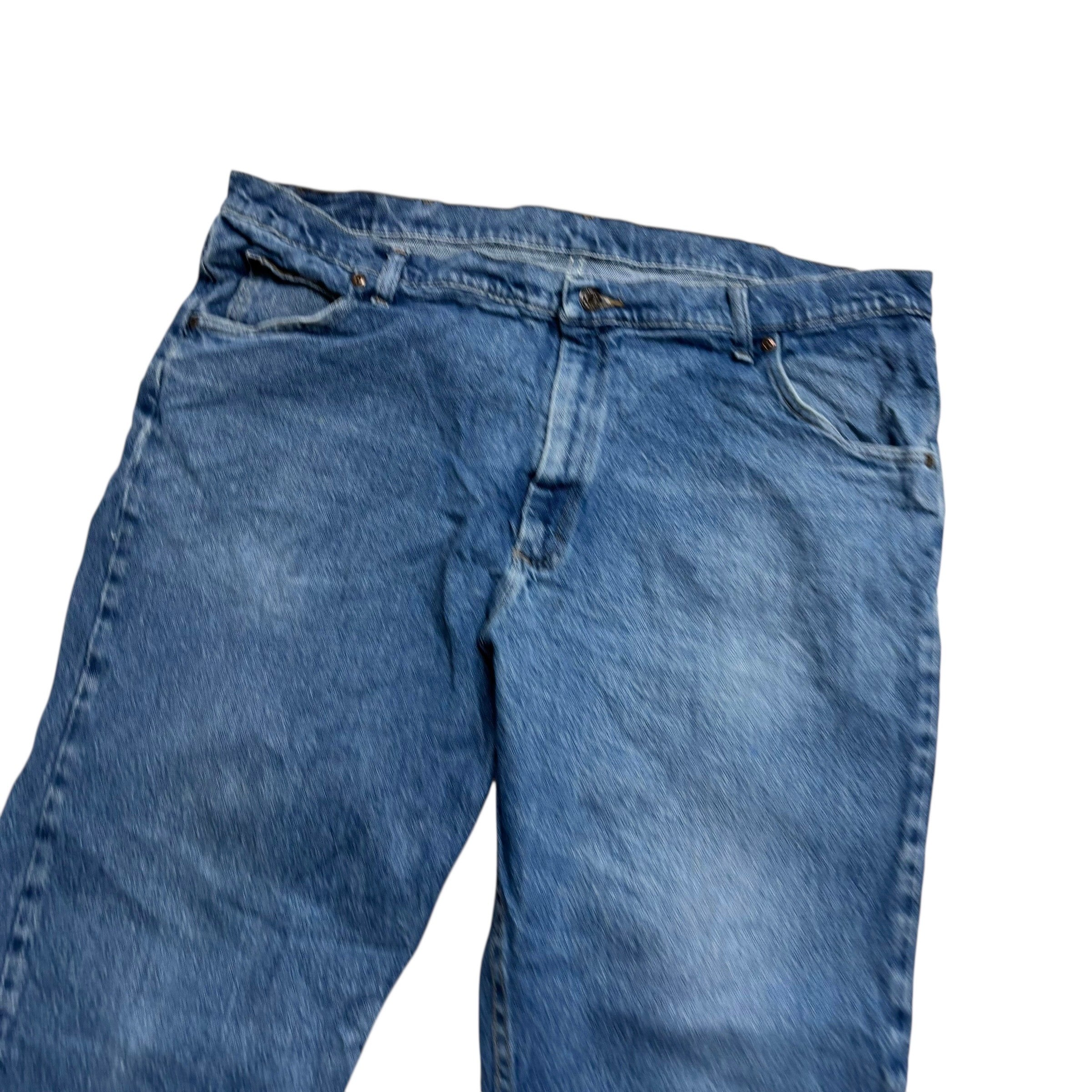 Wrangler Jeans W42 L30 Mens Mid Blue Relaxed Tapered Fit Stretch Denim