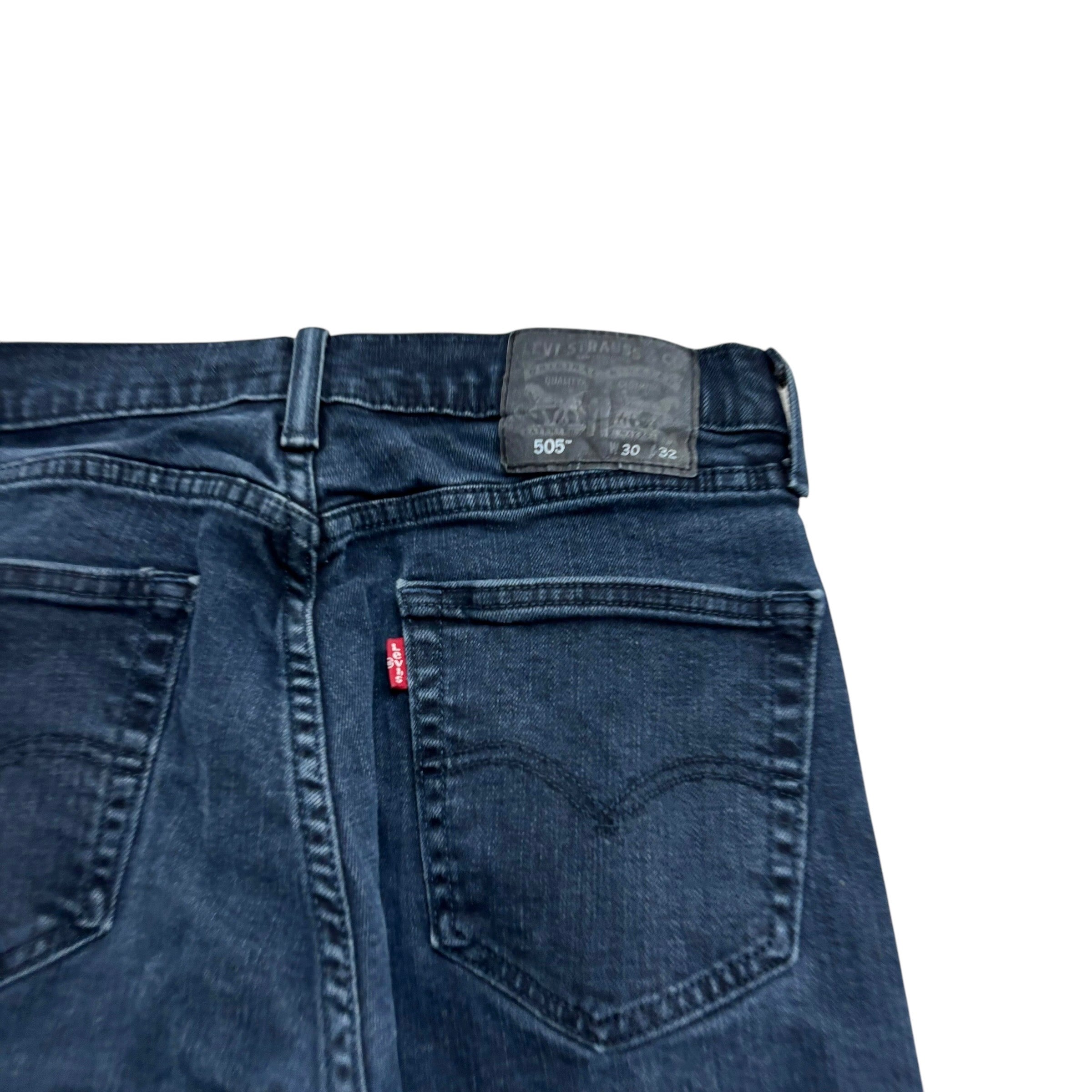 Levis 505 Jeans W29 L31 Mens Navy Blue Regular Straight Fit Stretch Denim