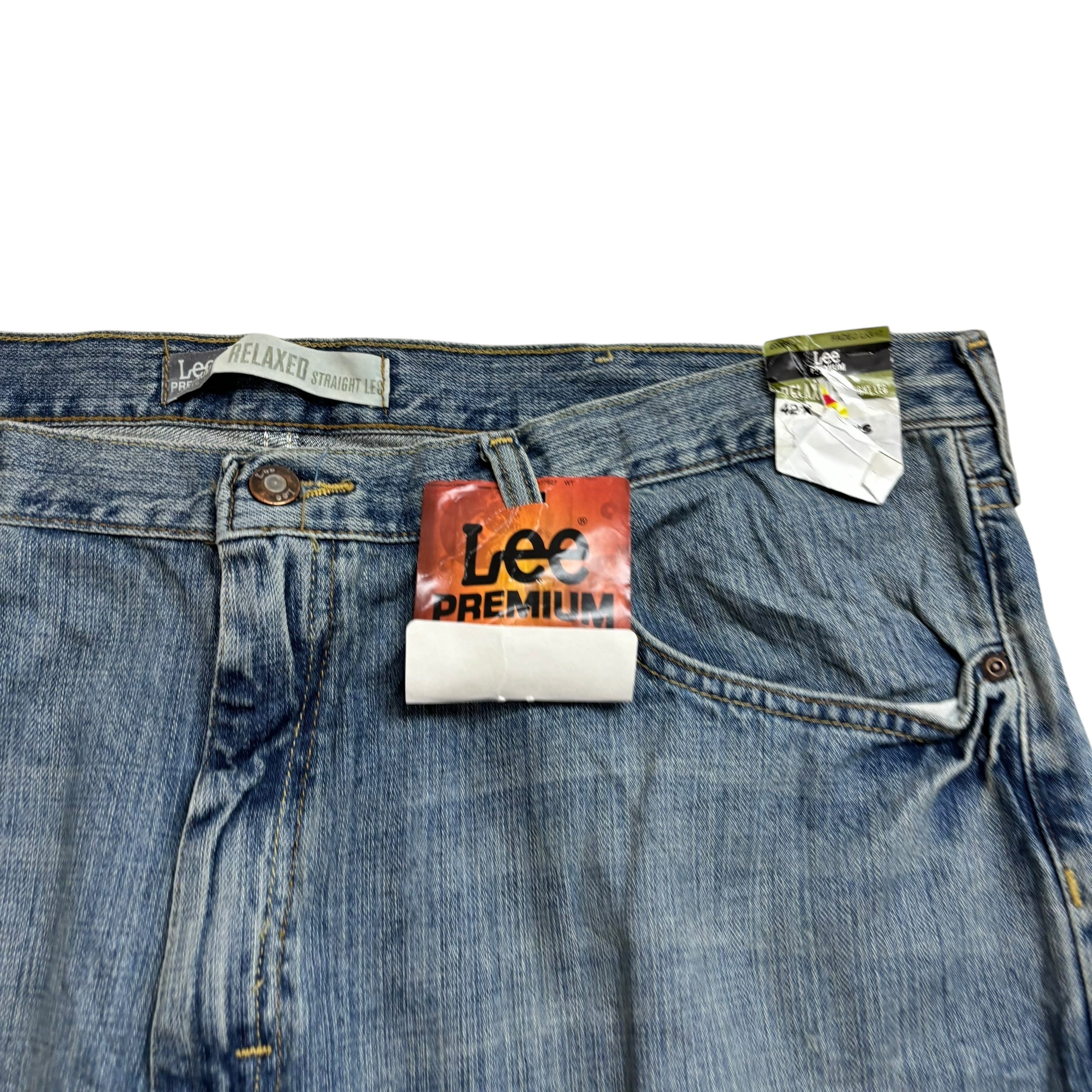 Lee Jeans W42 L32 Mens Mid Blue Relaxed Straight Fit Vintage Denim (E)
