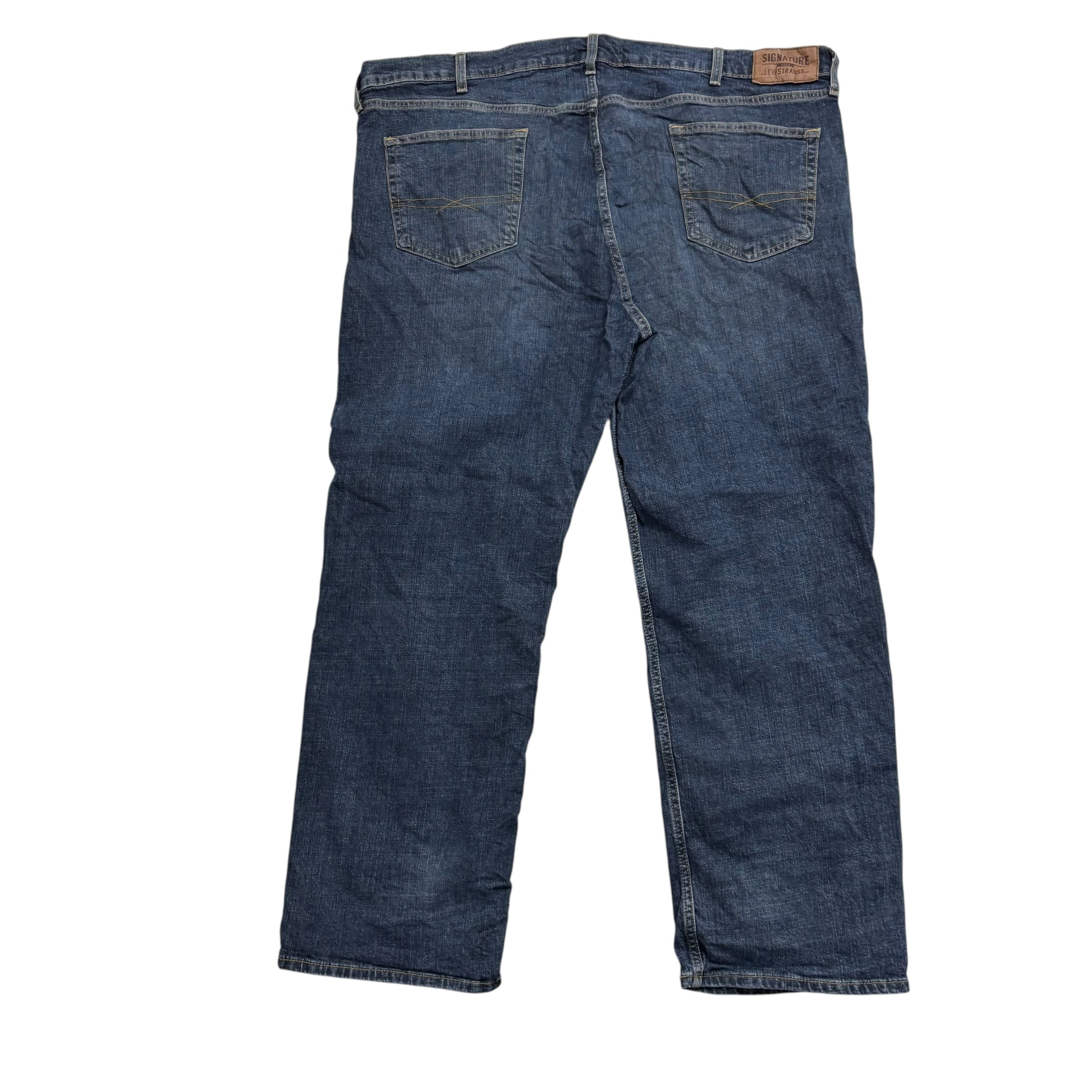 Levis Signature Jeans W44 L30 Mens Dark Blue Relaxed Straight Stretch Denim (E)