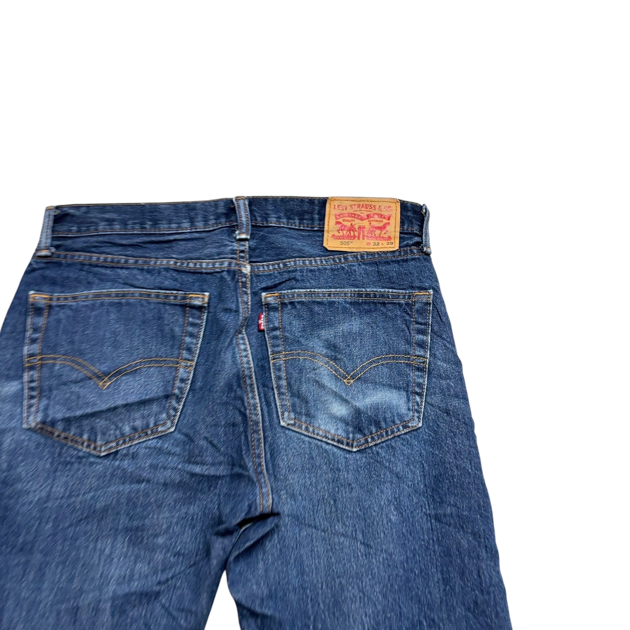 Levis 505 Jeans W32 L29 Mens Mid Blue Regular Straight Fit Denim