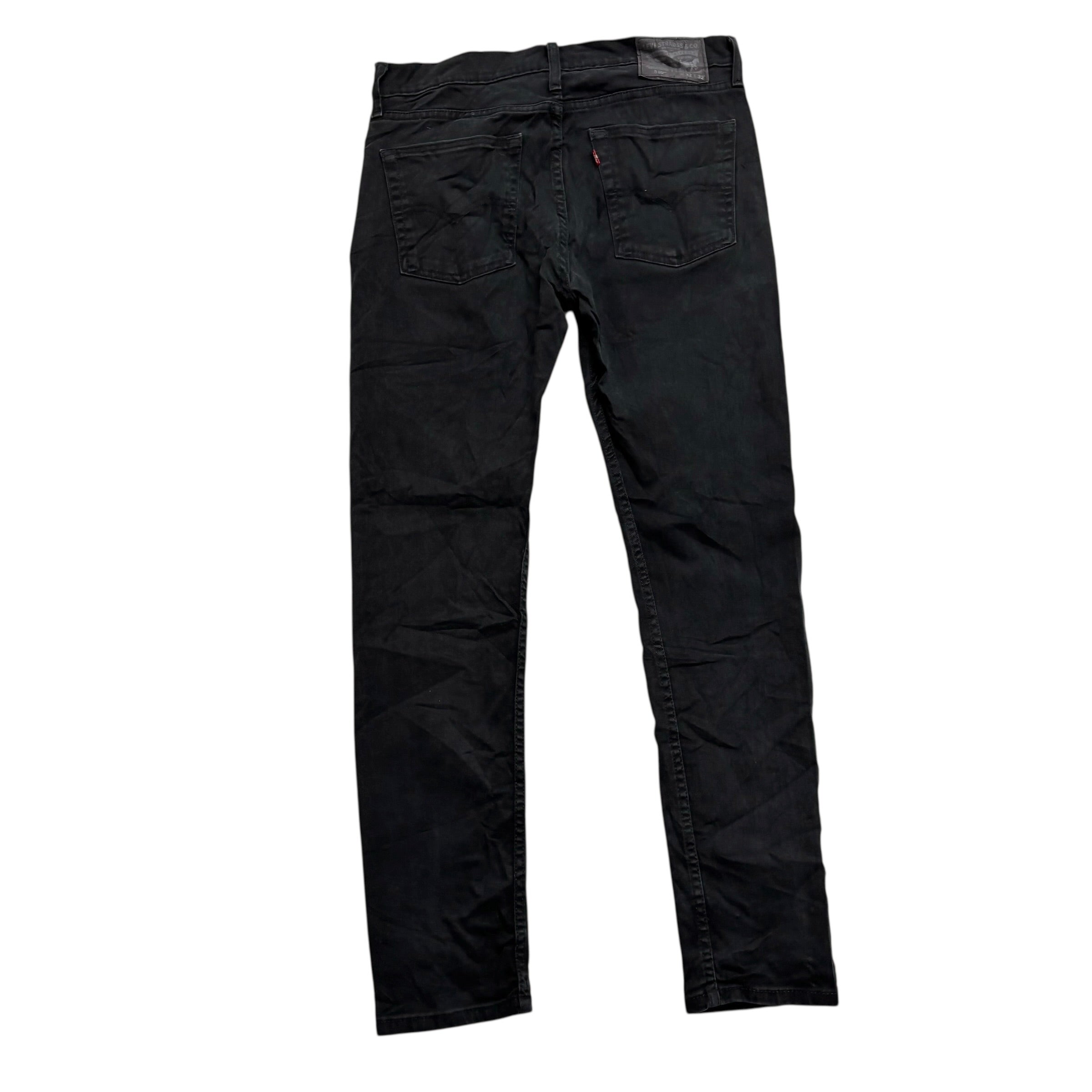 Levis 510 Jeans W32 L32 Mens Black Skinny Fit Stretch Denim (E)