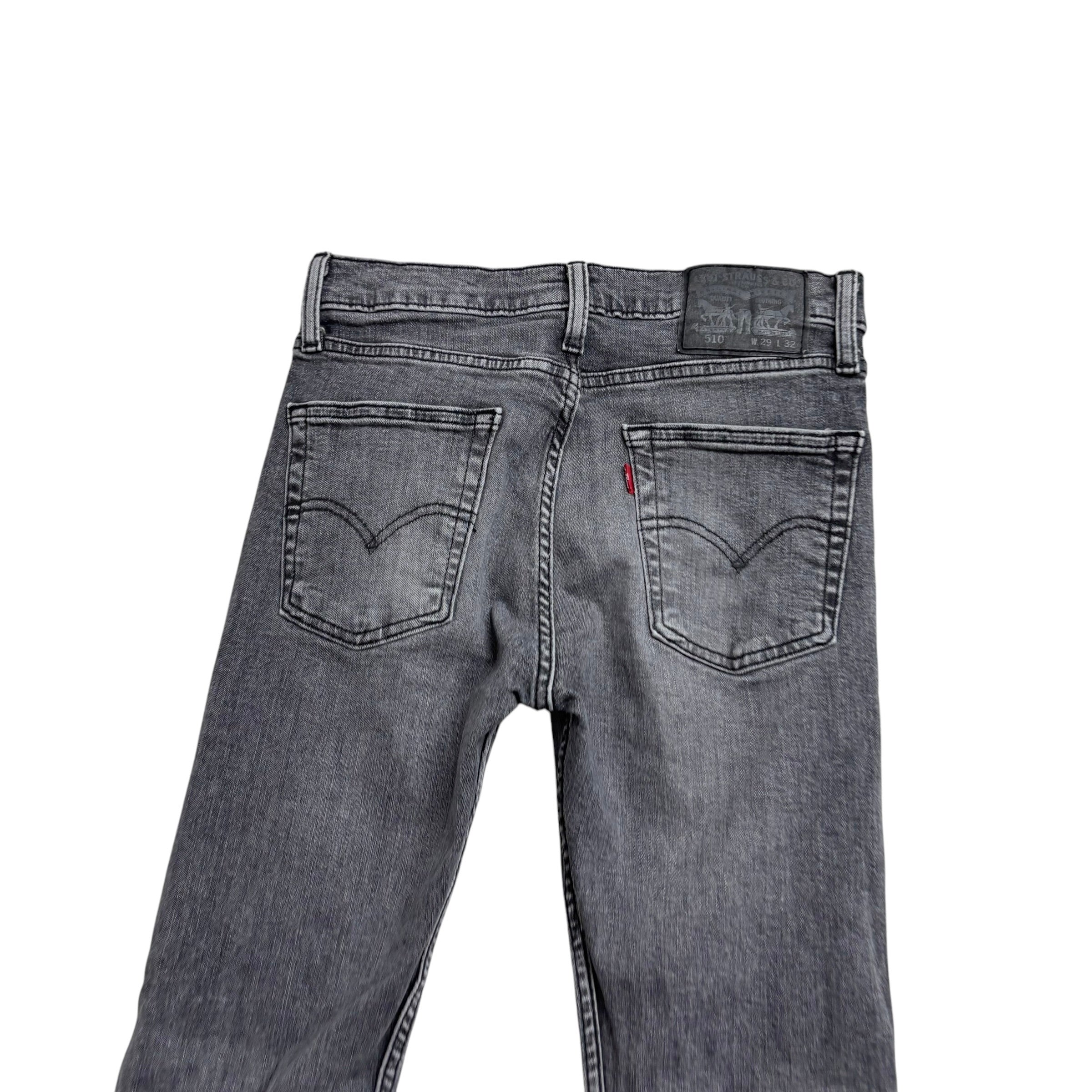 Levis 510 Jeans W28 L32 Mens Grey Skinny Fit Stretch Denim (E)