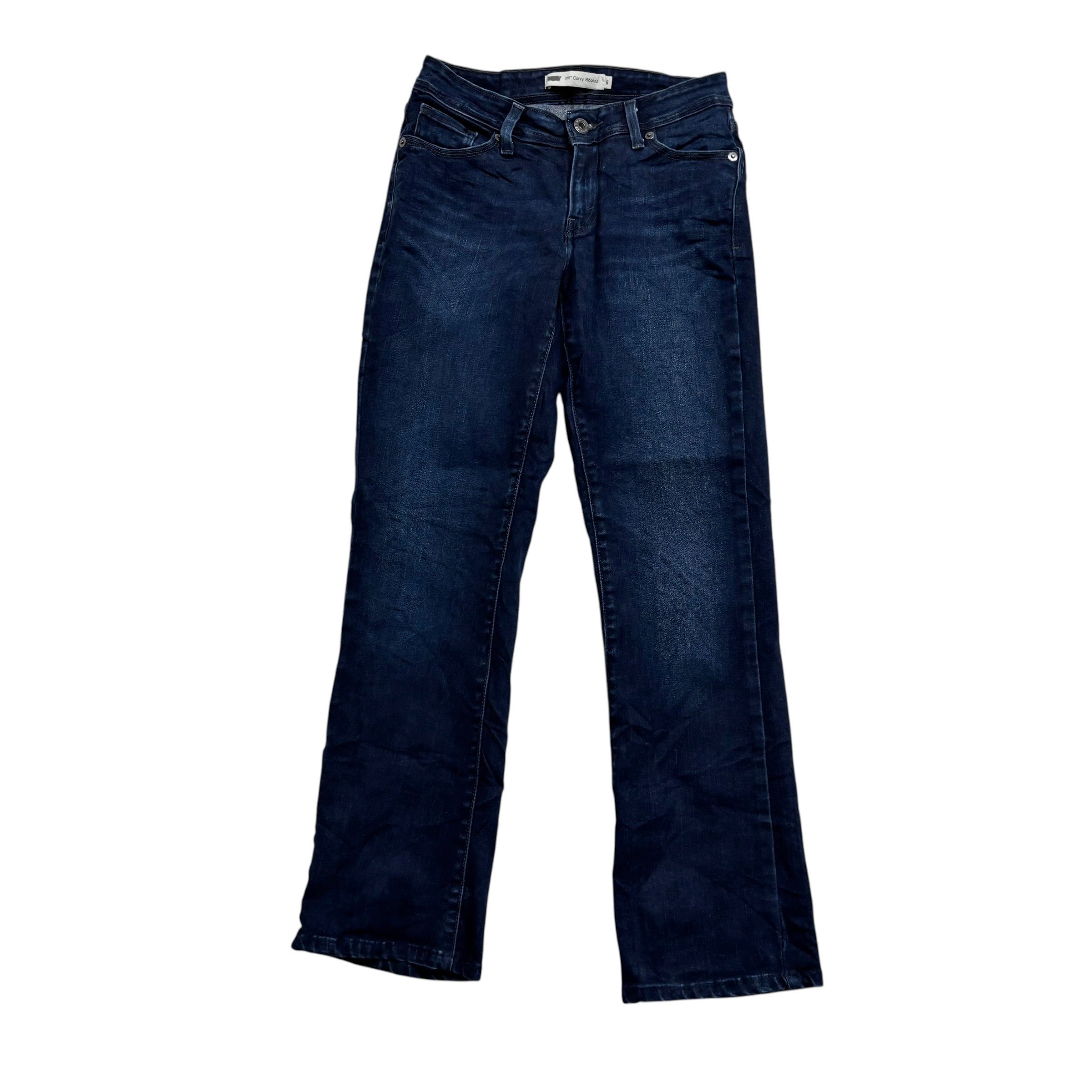 Levis 529 Jeans W28 L30 Womens Curvy Bootcut Dark Blue Stretch Denim (E)