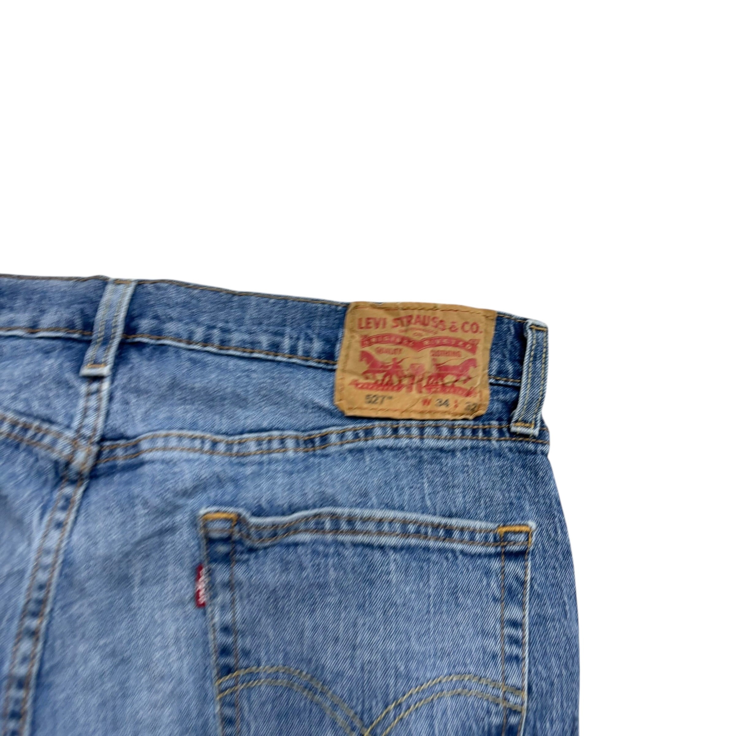 Levis 527 Jeans W34 L32 Mens Mid Blue Slim Bootcut Fit Stretch Denim