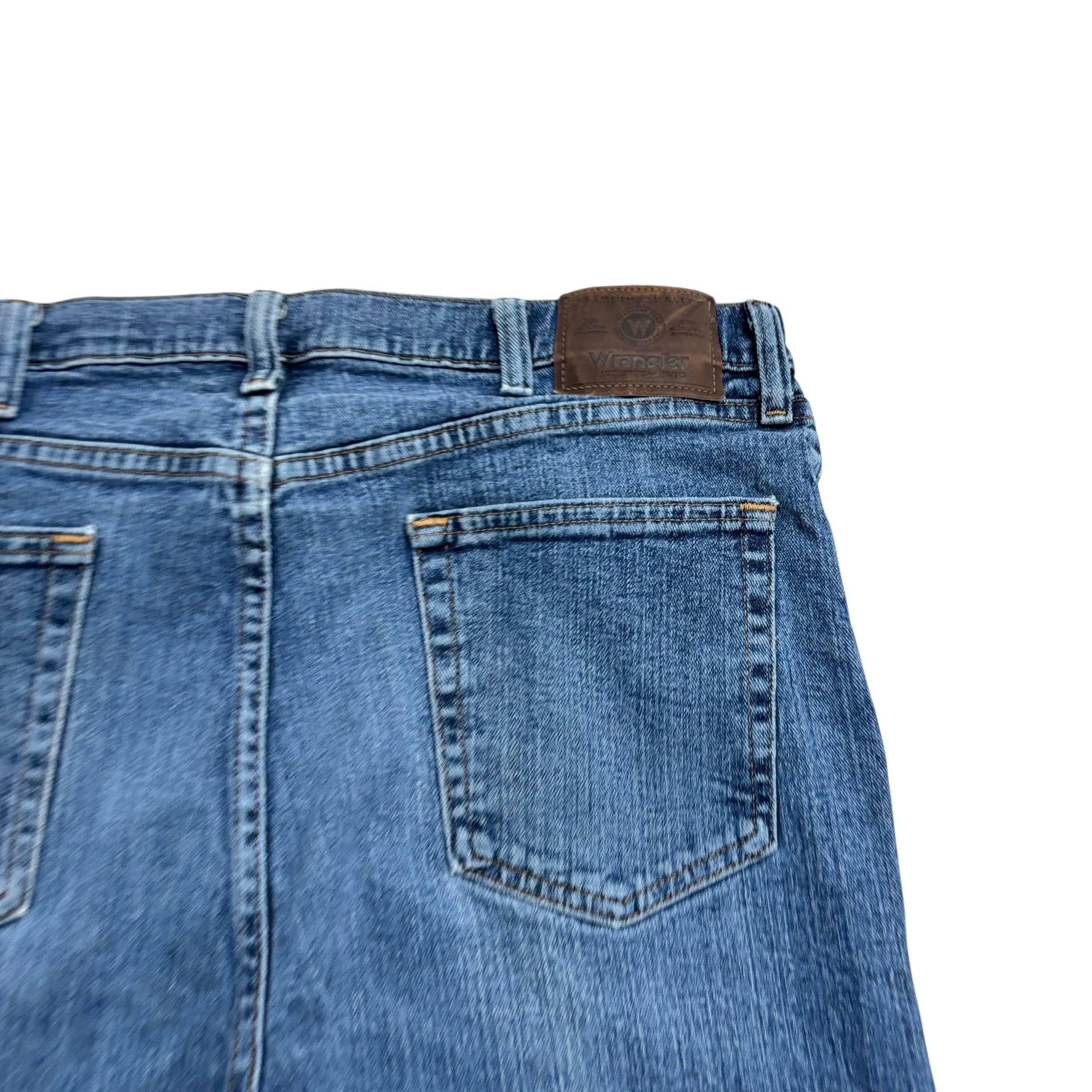 Wrangler Jeans W36 L32 Mens Mid Blue Regular Straight Fit Stretch Denim (E)