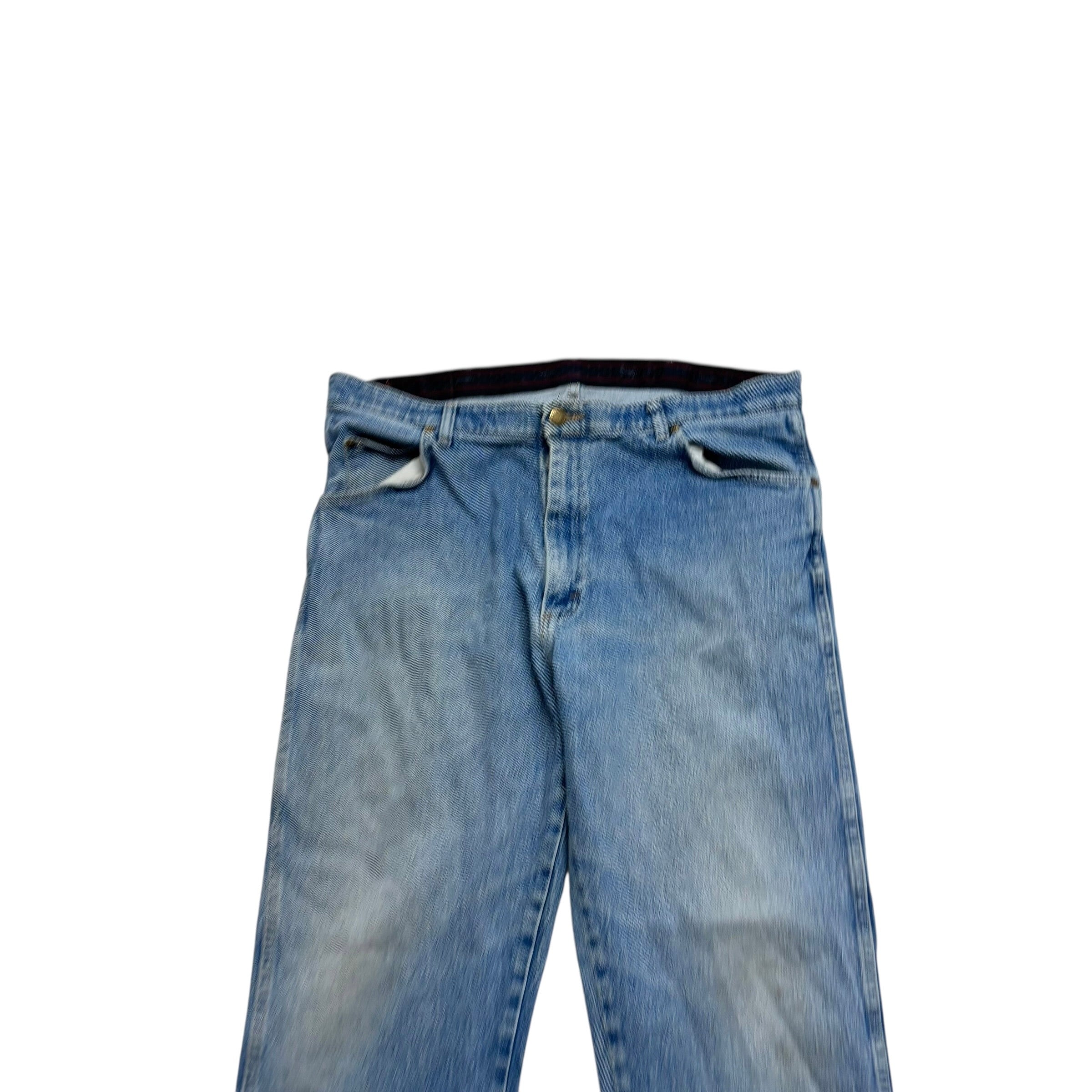 Wrangler Jeans W38 L32 Mens Light Blue Regular Straight Fit Stretch Denim (F)