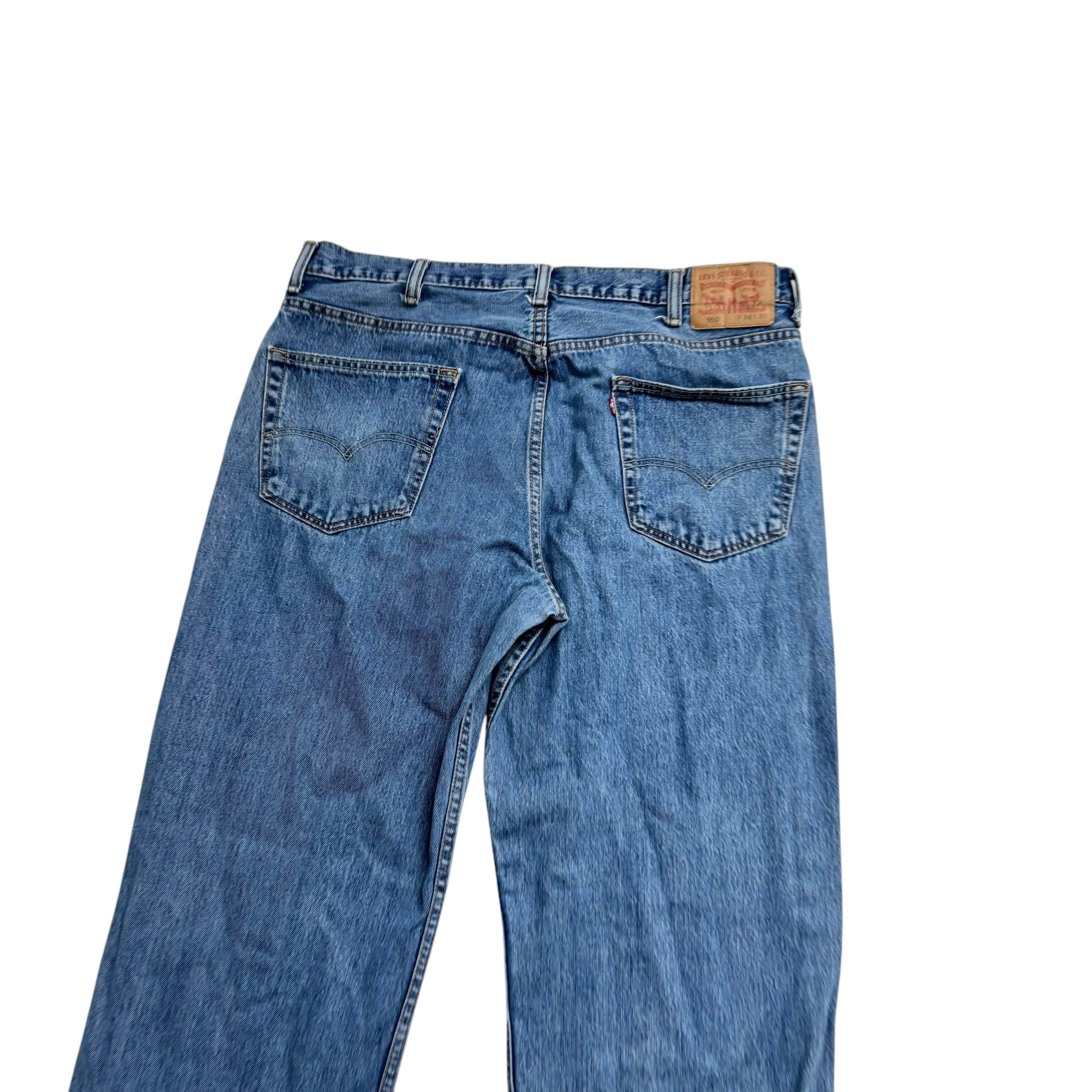 Levis 550 Jeans W38 L32 Mens Mid Blue Baggy Relaxed Straight Fit Denim (E)