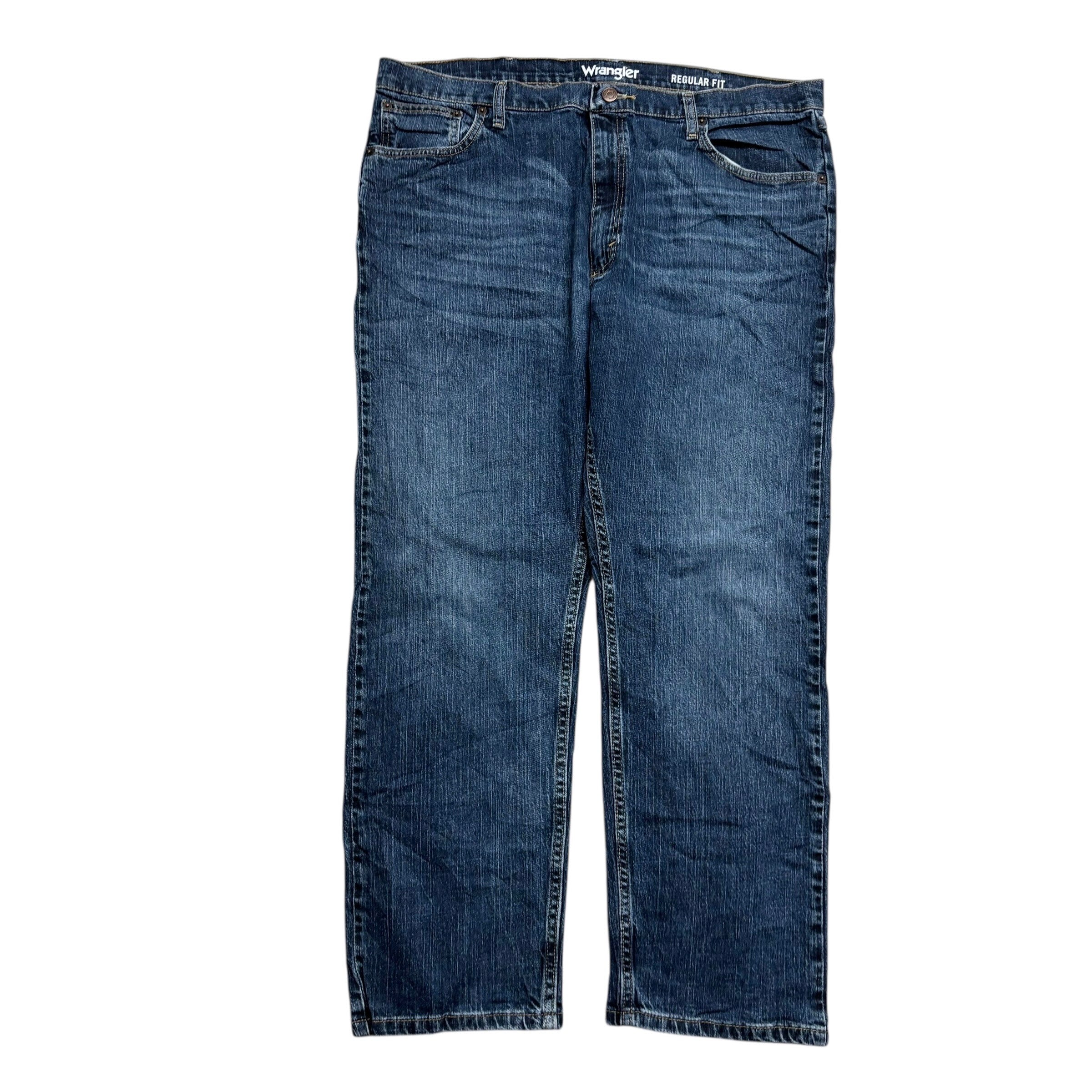 Wrangler Jeans W40 L29 Mens Dark Blue Regular Straight Fit Stretch Denim (E)