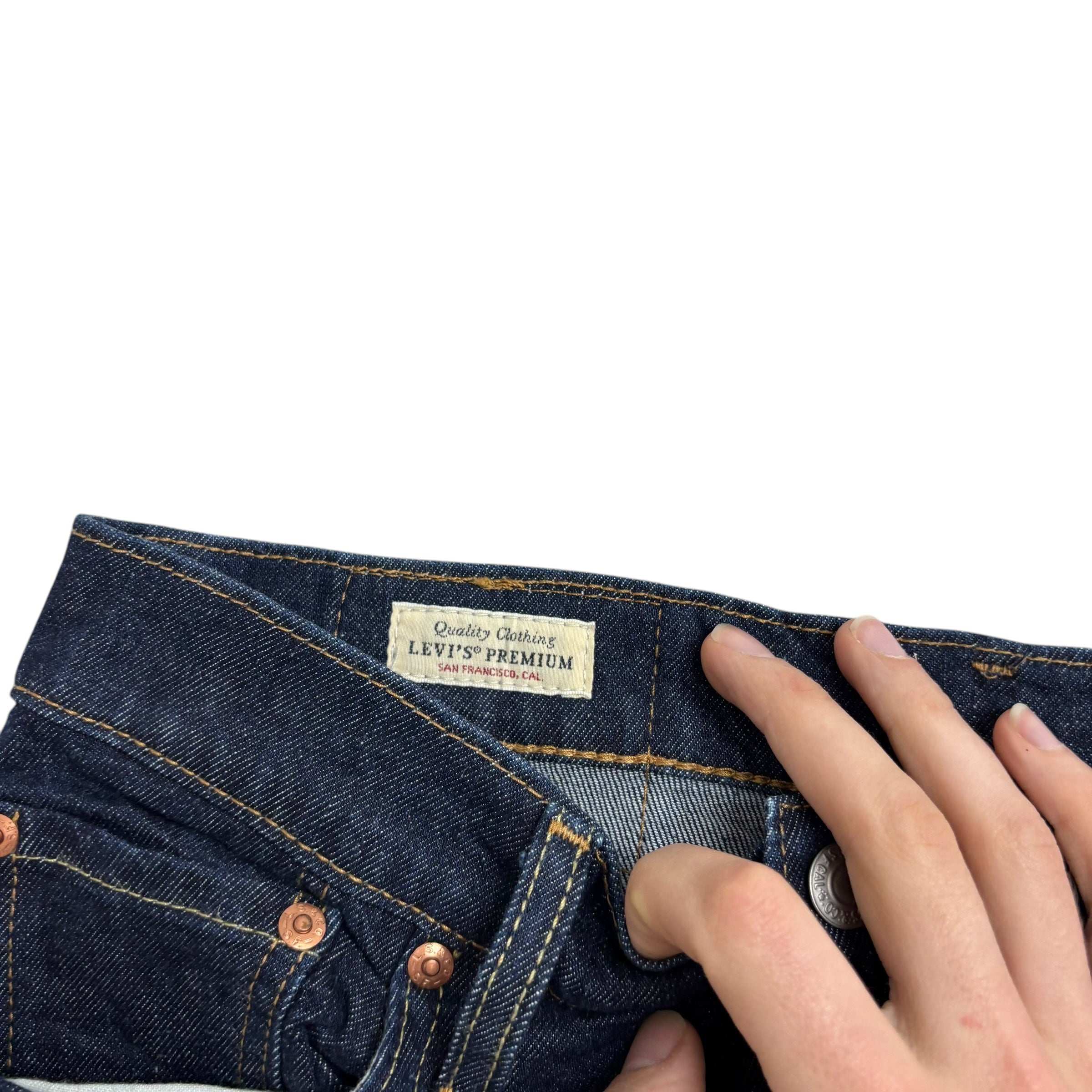 Levis 502 Jeans W29 L30 Mens Dark Blue Regular Tapered Stretch Premium Denim (E)
