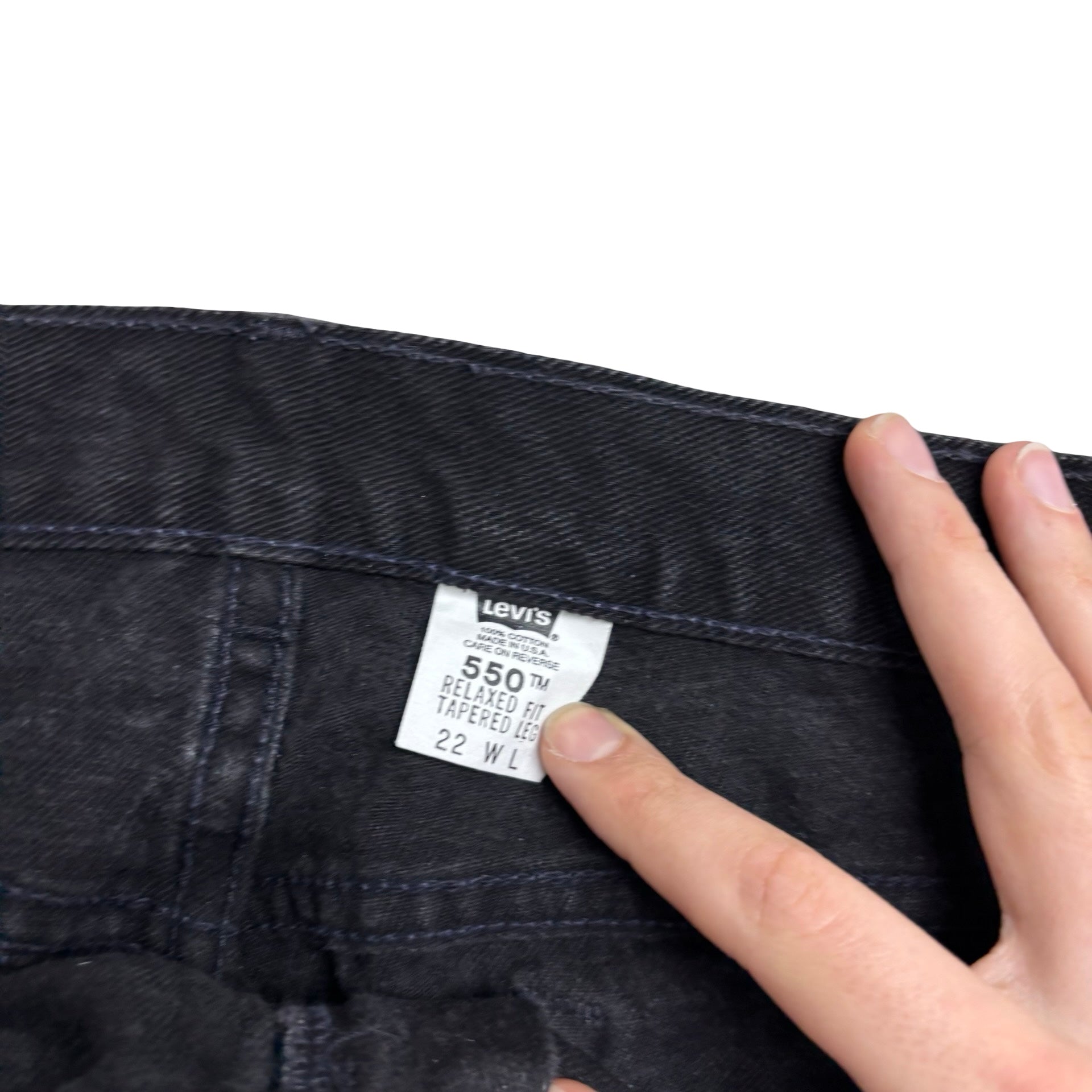 Levis 550 Jeans W40 L33 Womens Black Relaxed Tapered Fit Vintage Denim