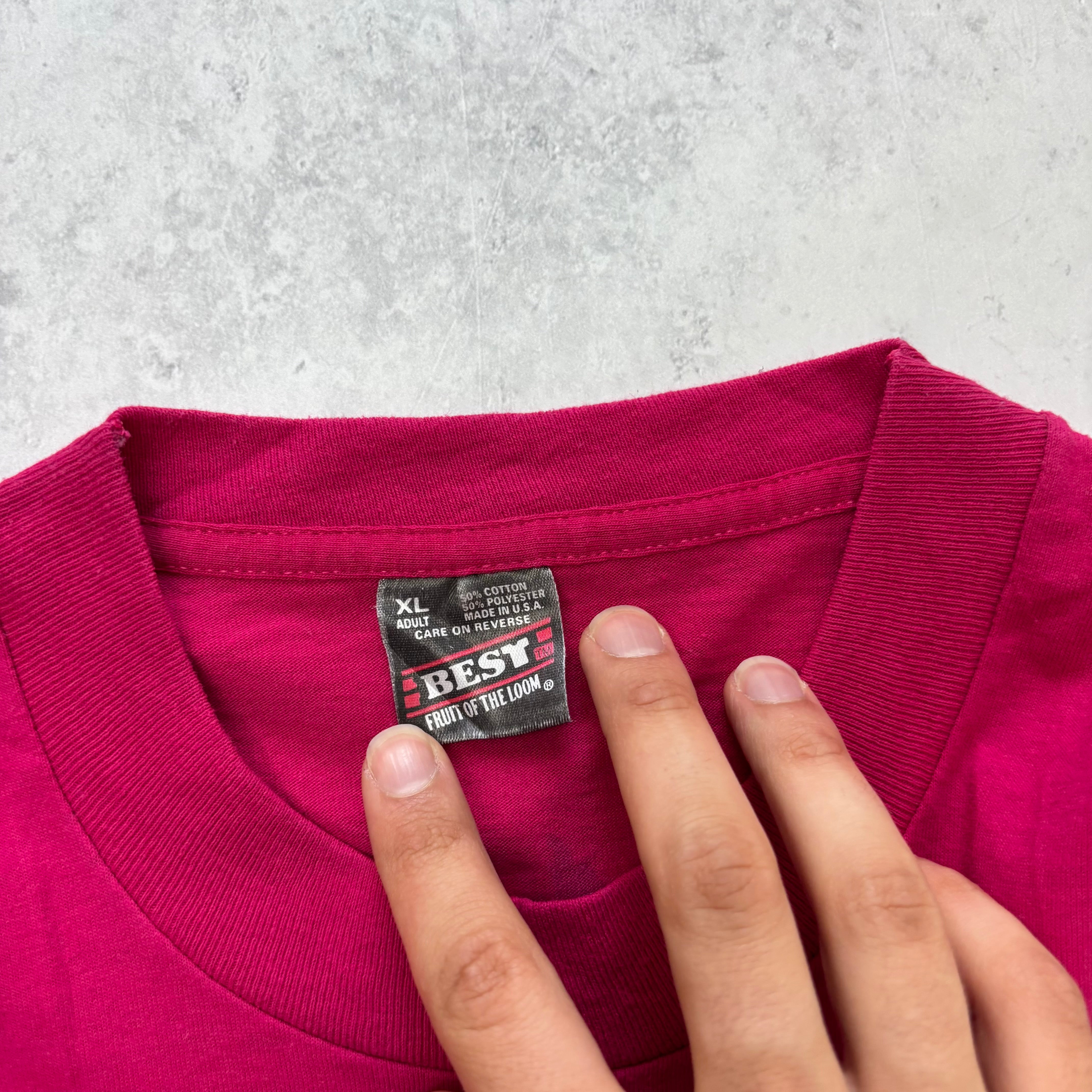 Vintage T Shirt Mens XL Pink Single Stitch Graphic Print 90s Sports