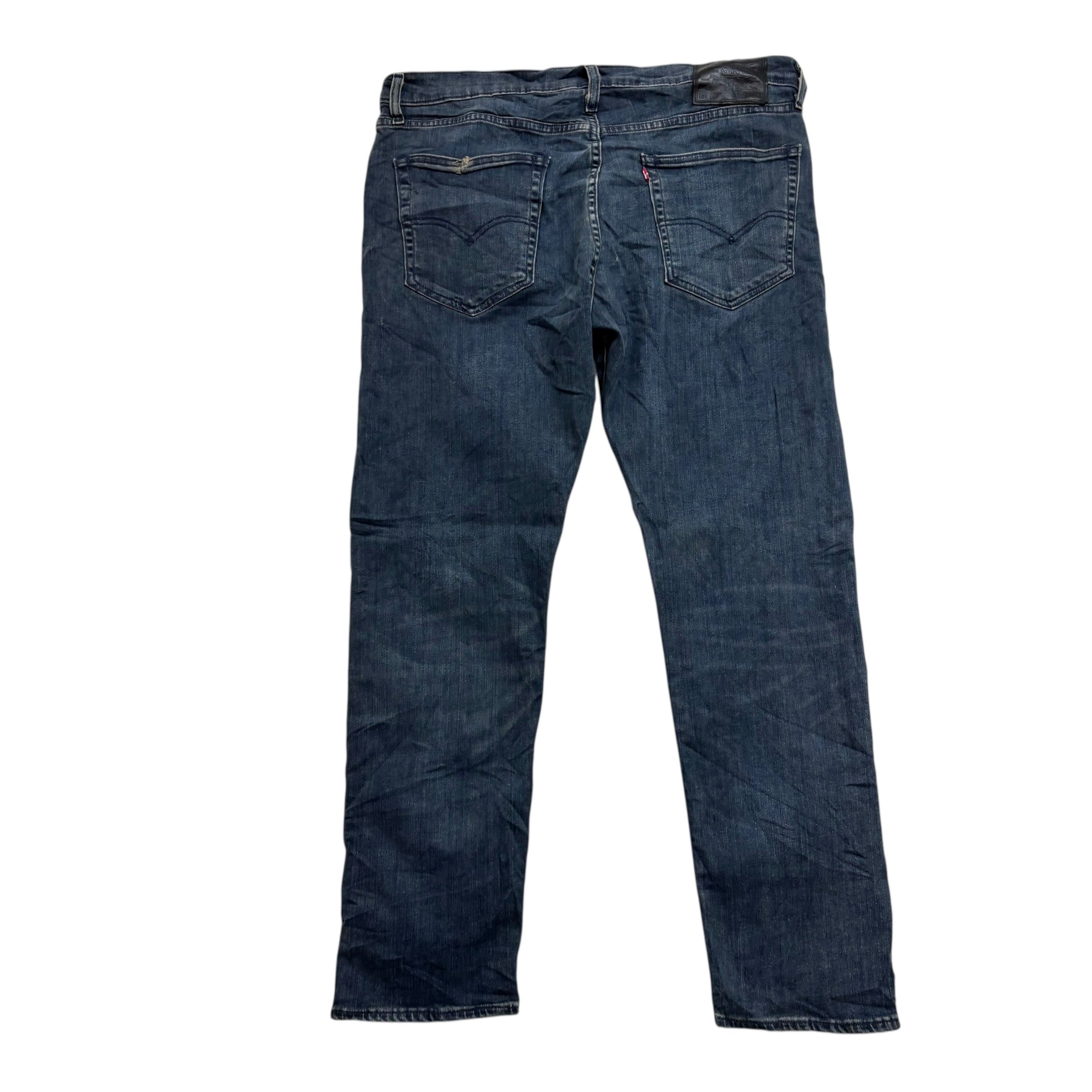 Levis 502 Jeans W36 L30 Mens Navy Blue Regular Tapered Fit Stretch Denim (F)
