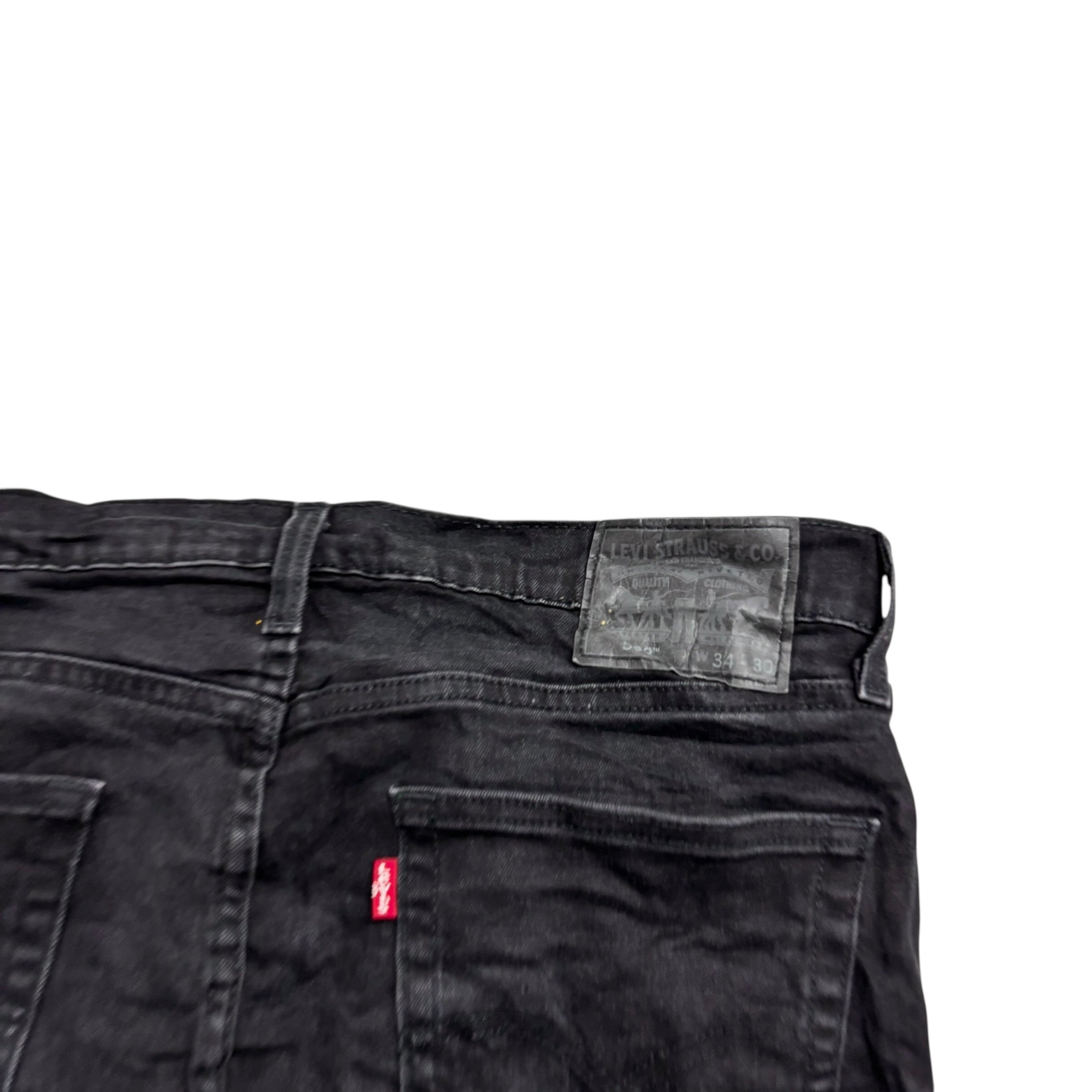 Levis 502 Jeans W34 L30 Mens Black Regular Tapered Fit Stretch Denim (E)