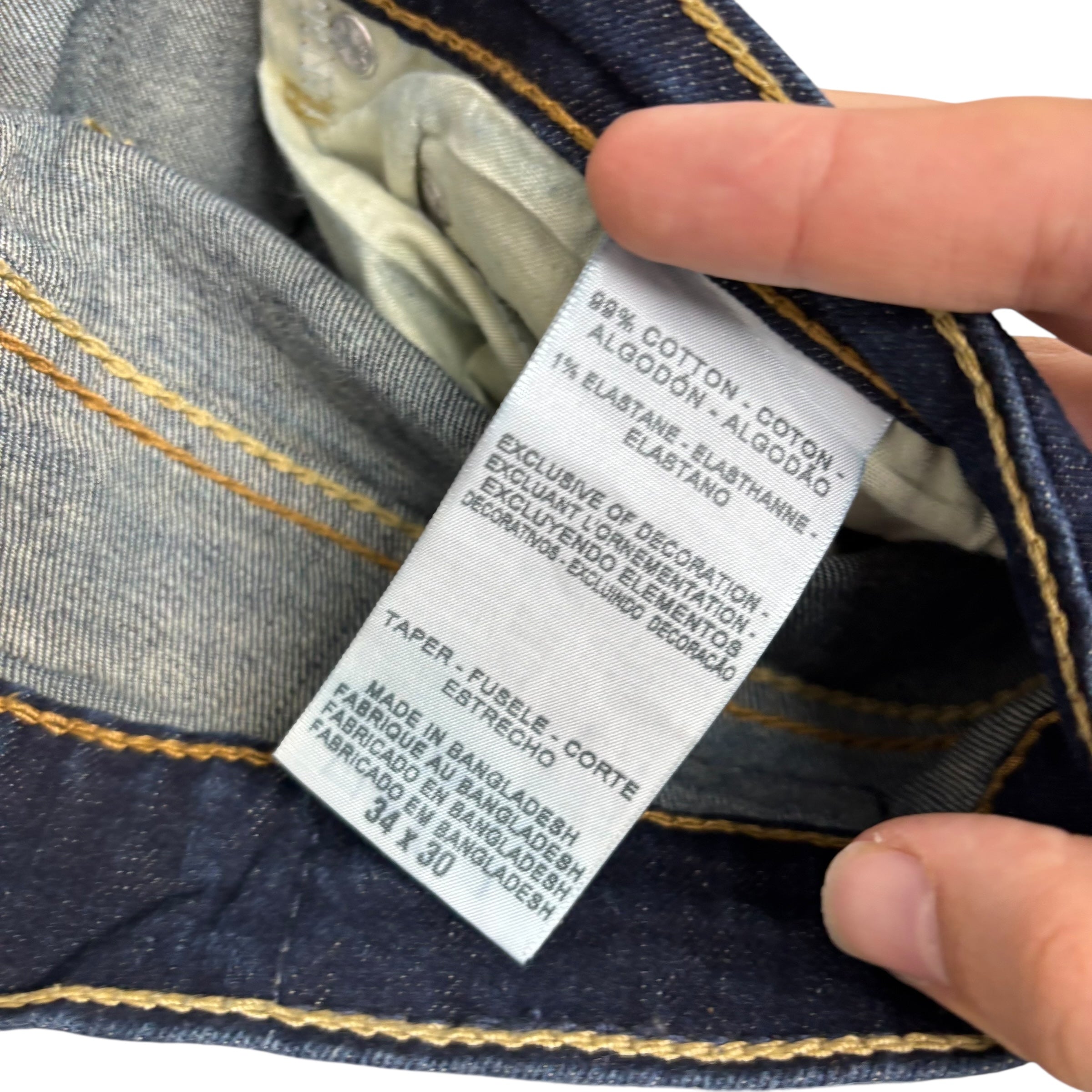 Levis Denizen Jeans W34 L30 Mens Dark Blue Skinny Fit Stretch Denim (E)