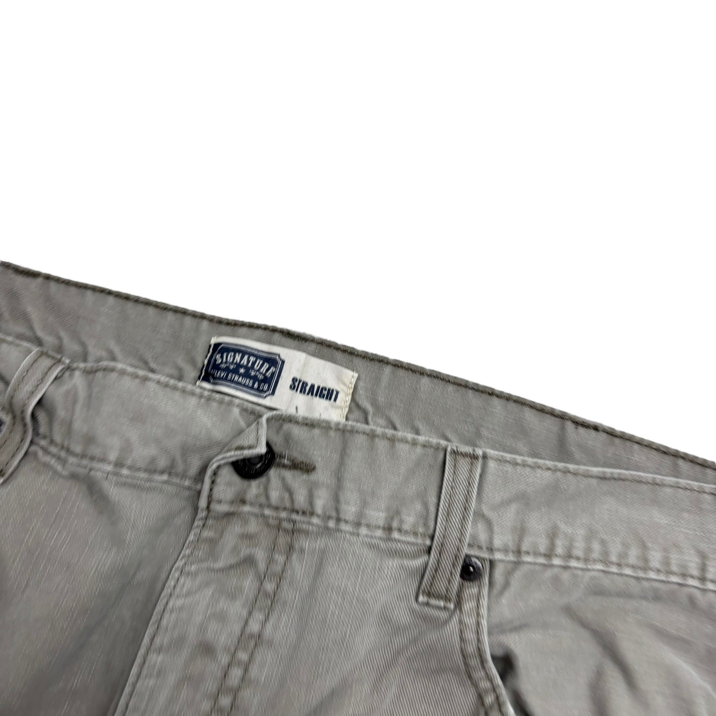 Levis Signature Trousers W38 L31 Mens Grey Relaxed Straight Vintage Pants (E)