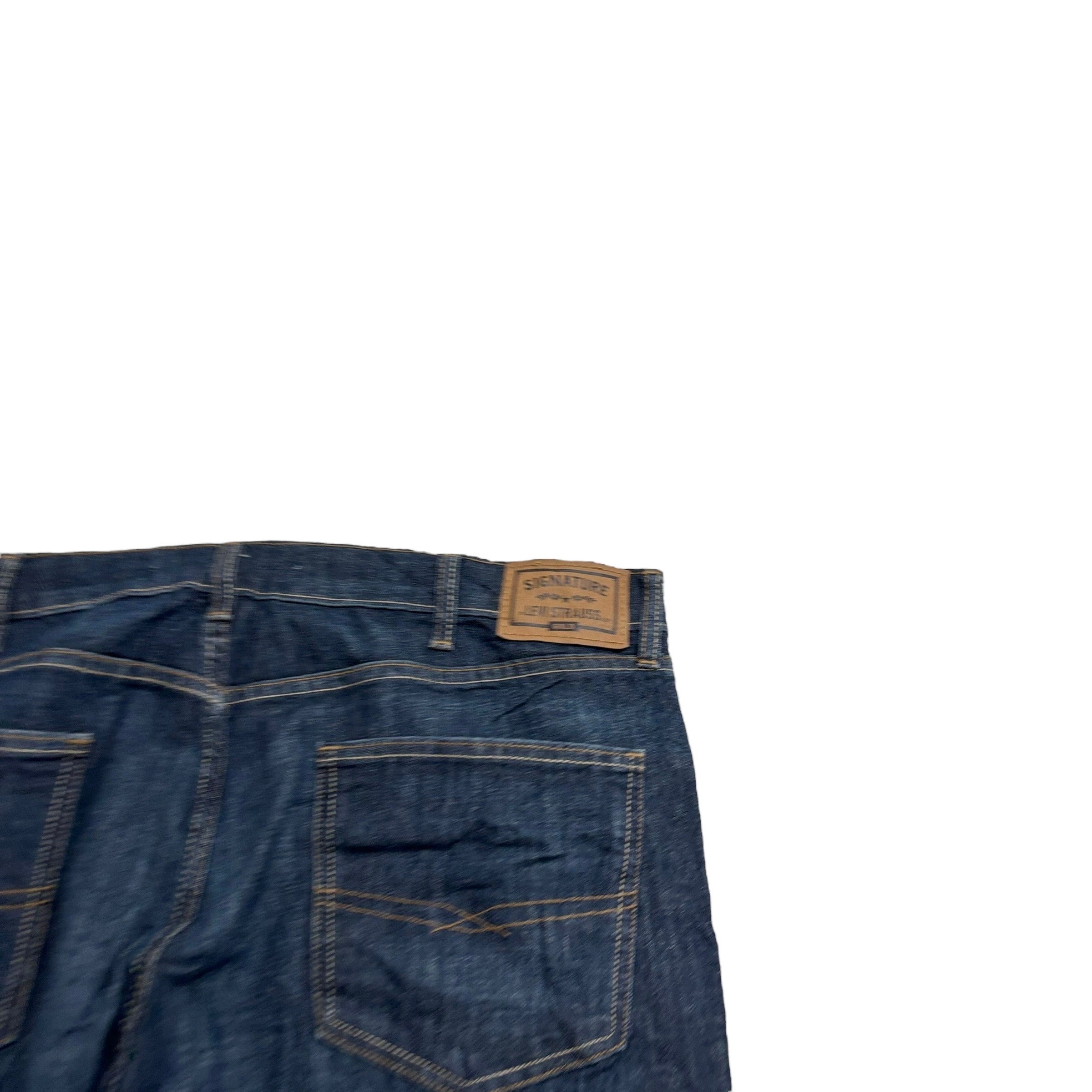 Levis Signature Jeans W40 L30 Mens Dark Blue Regular Straight Stretch Denim (E)