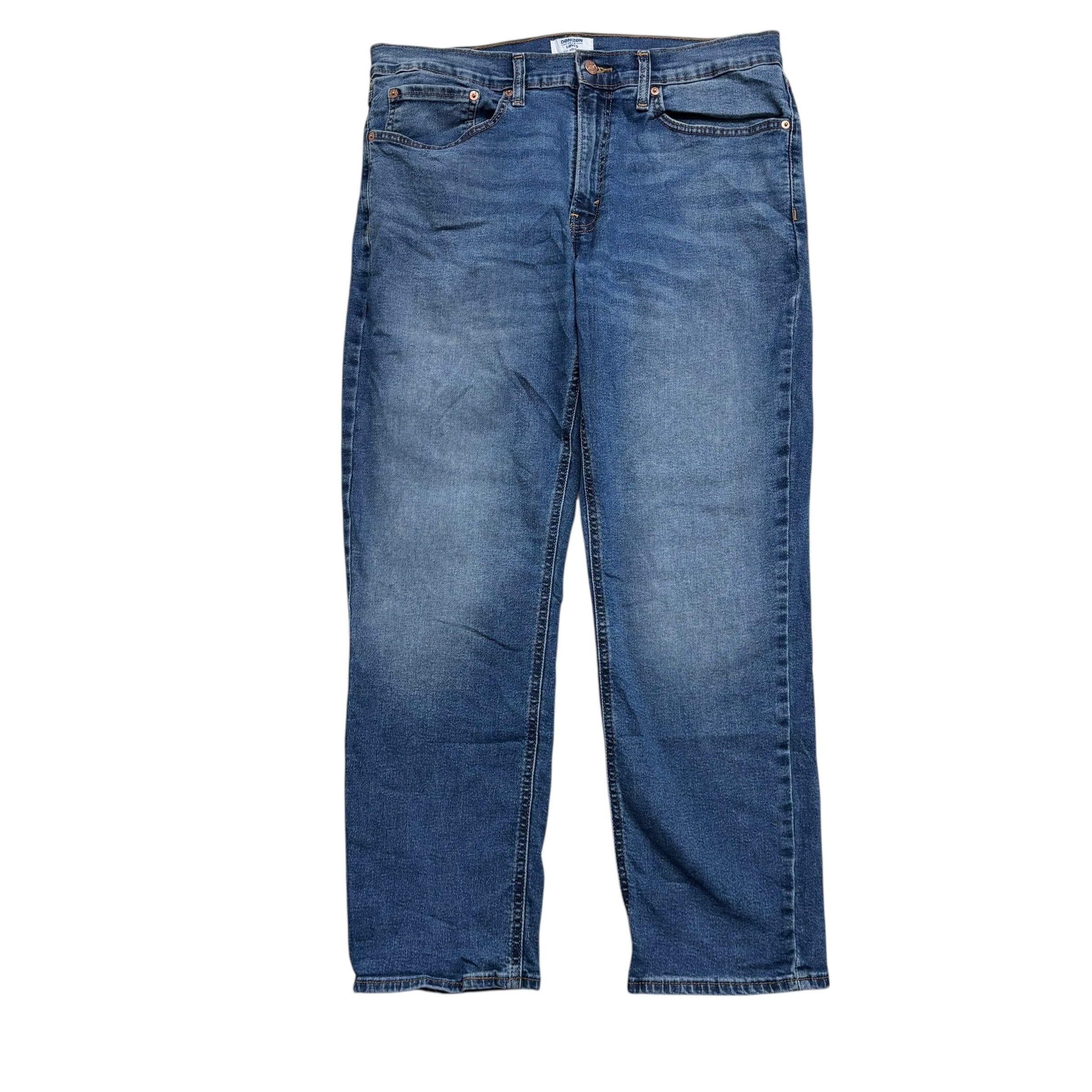 Levis Denizen Jeans W34 L30 Mens Mid Blue Athletic Tapered Stretch Denim (E)