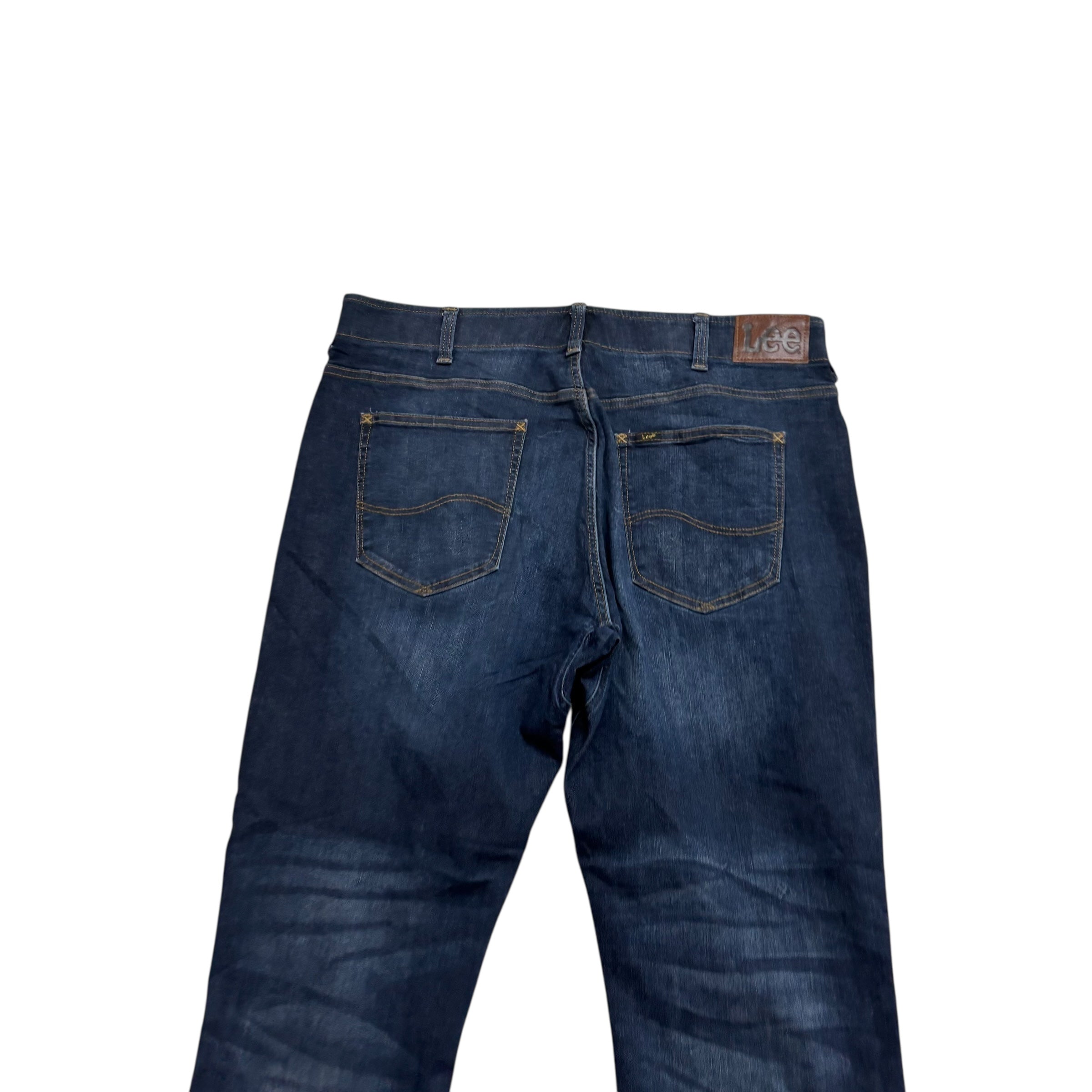 Lee Jeans W38 L30 Mens Dark Blue Athletic Tapered Fit Stretch Denim (E)