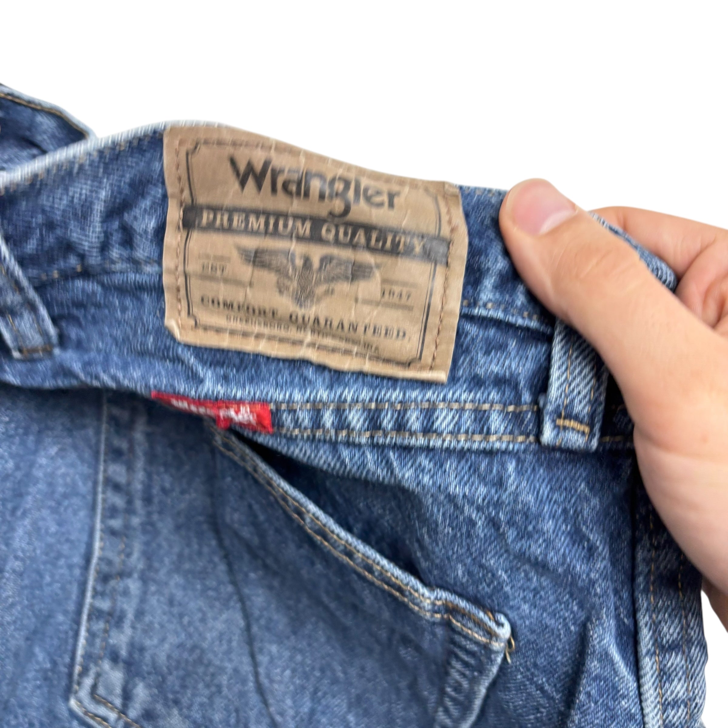 Wrangler Jeans W42 L30 Mens Mid Blue Regular Straight Fit Denim (E)