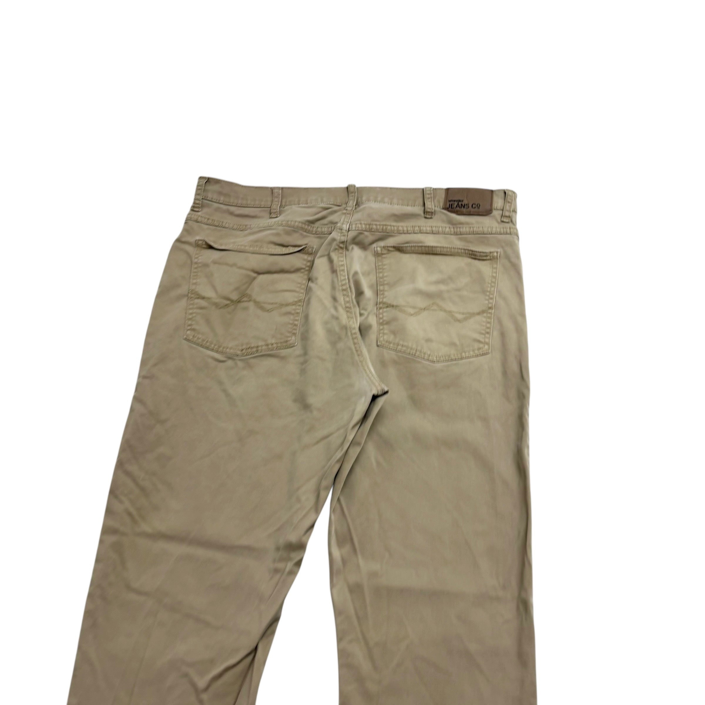 Wrangler Trousers W36 L30 Mens Beige Regular Straight Fit Stretch Pants