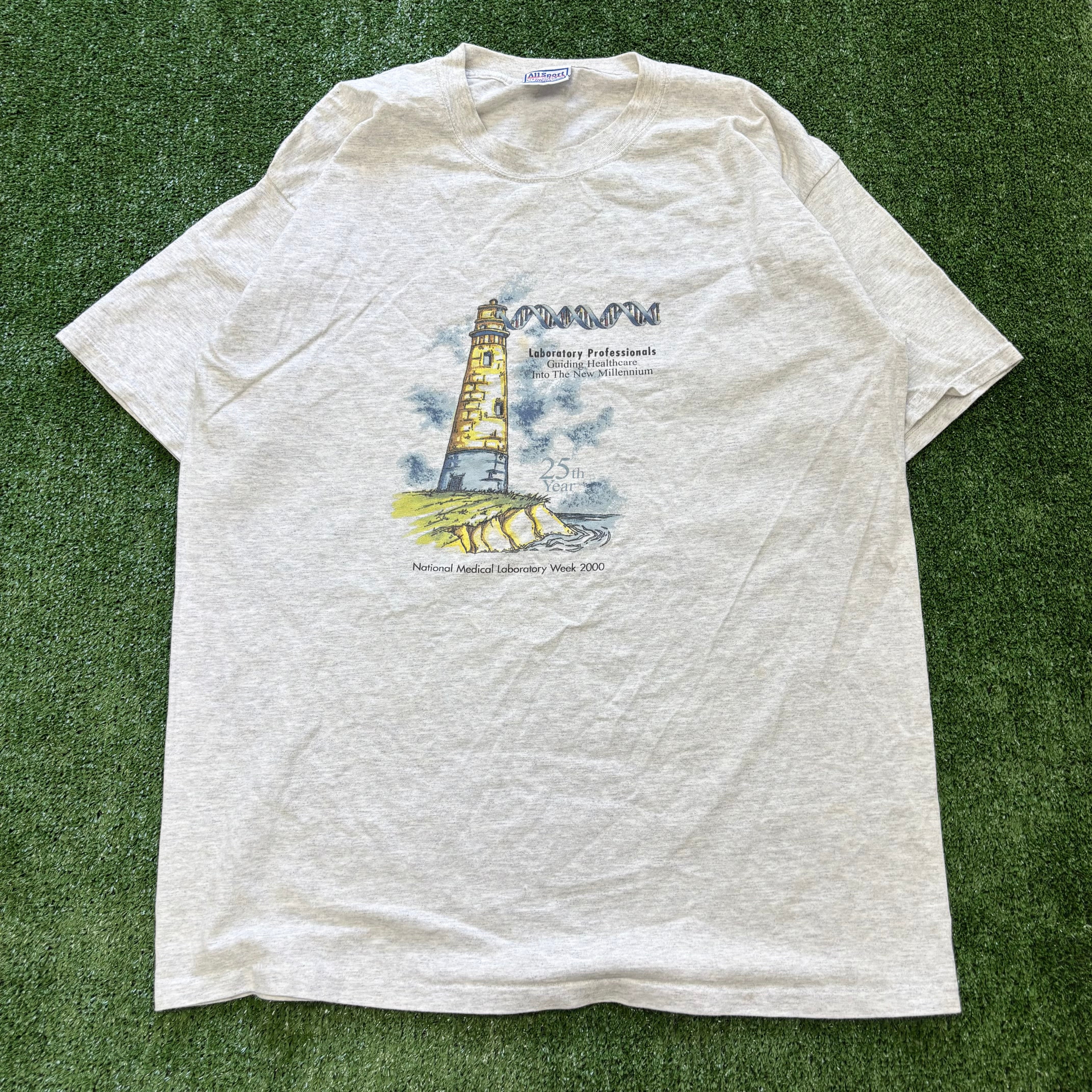 Vintage T Shirt Mens XL Grey Single Stitch Graphic Print 00s USA