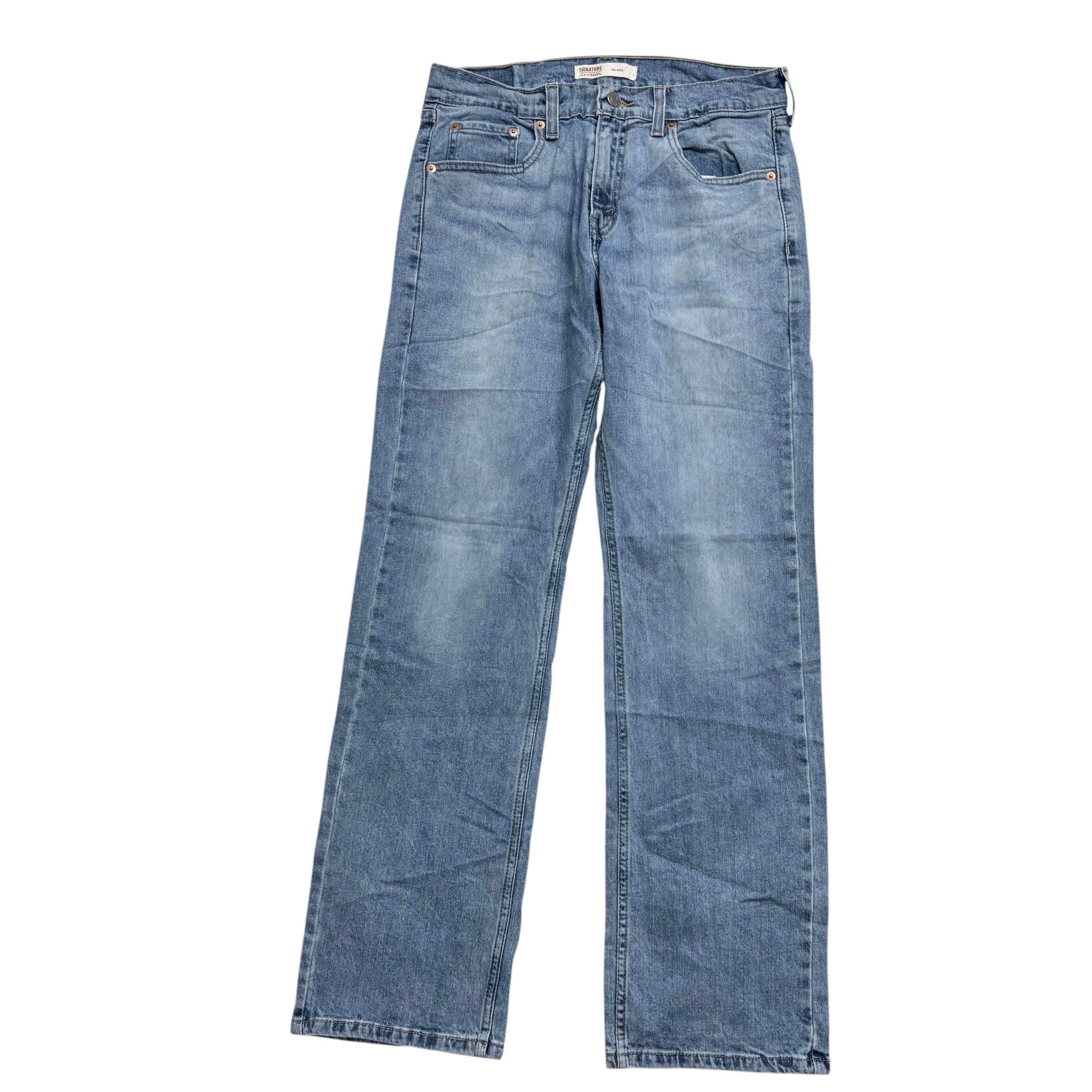 Levis Signature Jeans W29 L30 Mens Light Blue Relaxed Straight Stretch Denim (E)