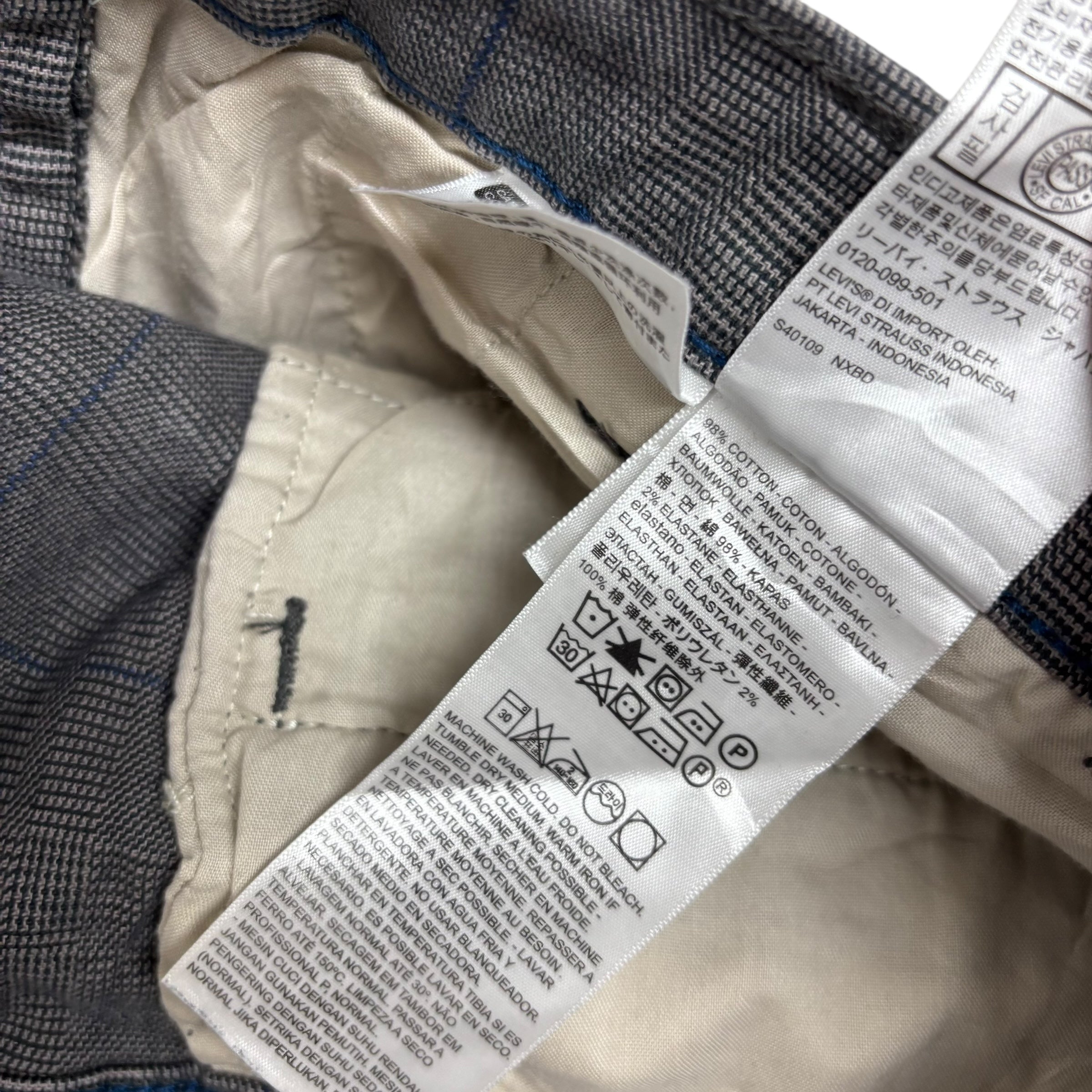 Levis XX Chino Trousers W32 L32 Mens Grey Standard Tapered Fit Stretch Pants (E)