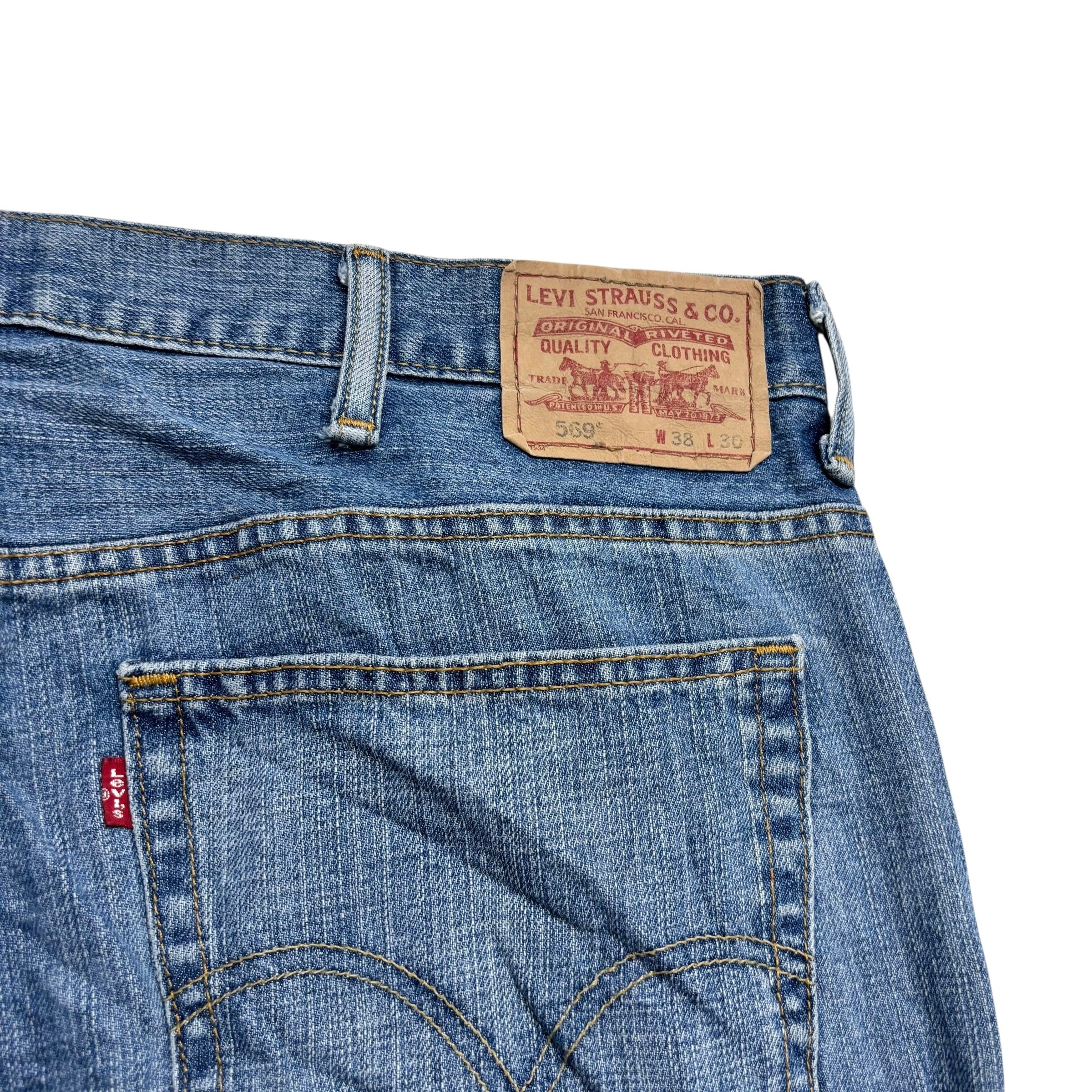 Levis 559 Jeans W38 L30 Mens Mid Blue Baggy Relaxed Straight Fit Vintage Denim