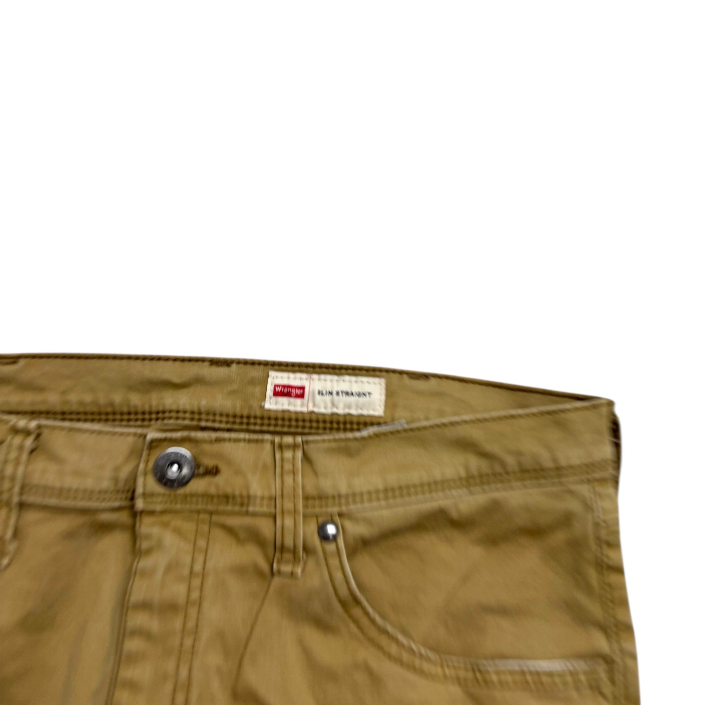 Wrangler Trousers W33 L30 Mens Yellow Slim Straight Fit Stretch Pants (E)